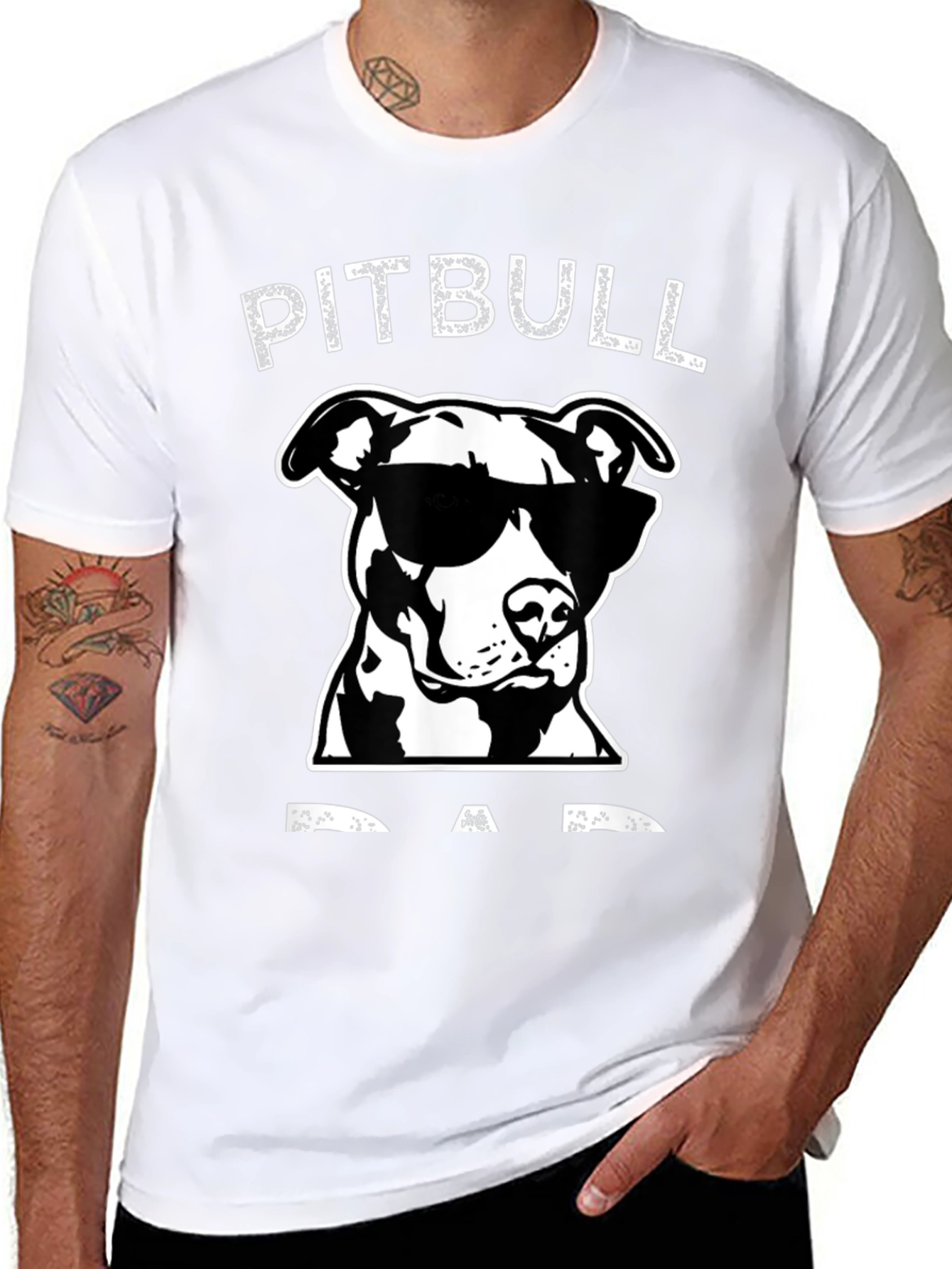 Pitbull Dad Graphic T-Shirt - Black