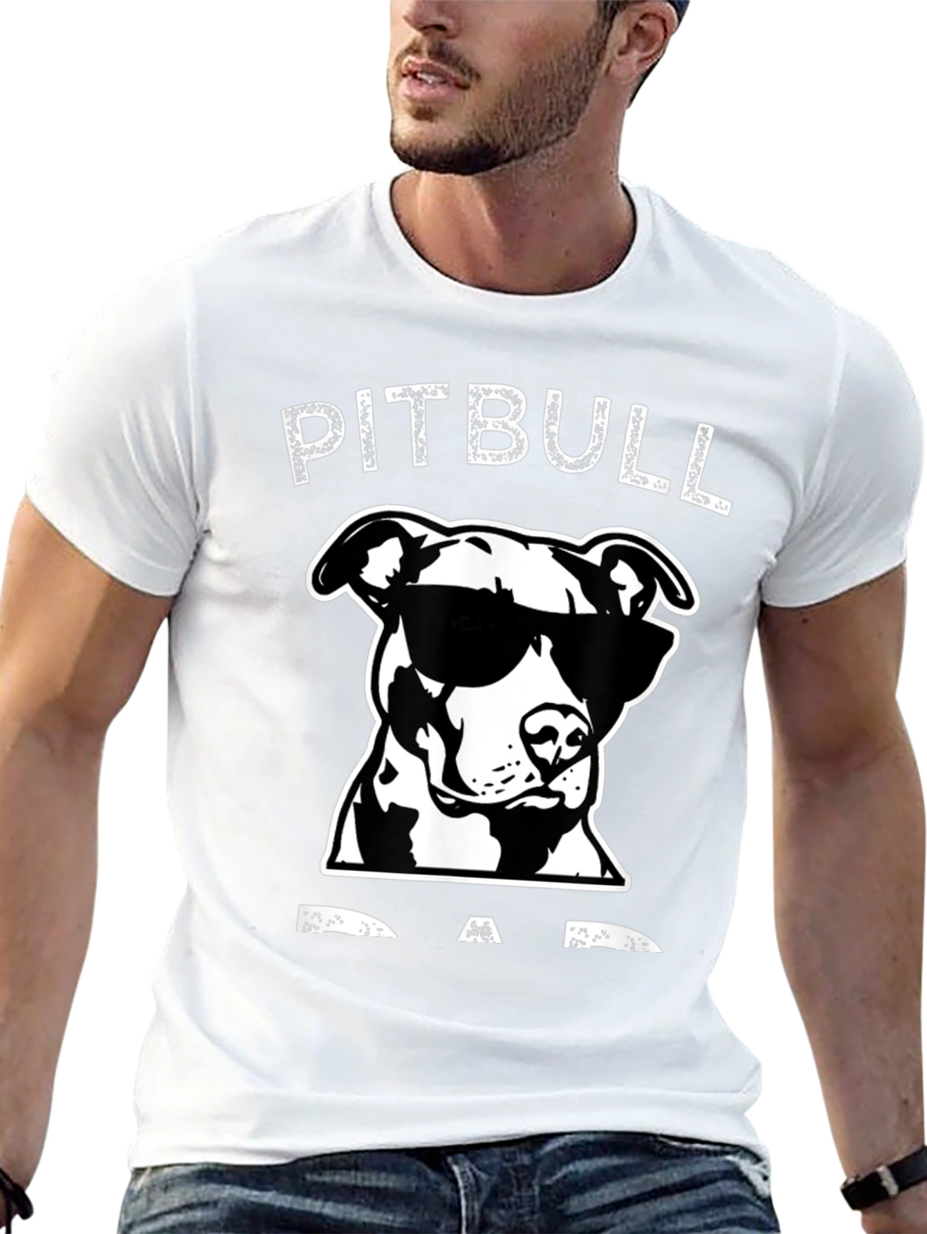 Pitbull Dad Graphic T-Shirt - Black