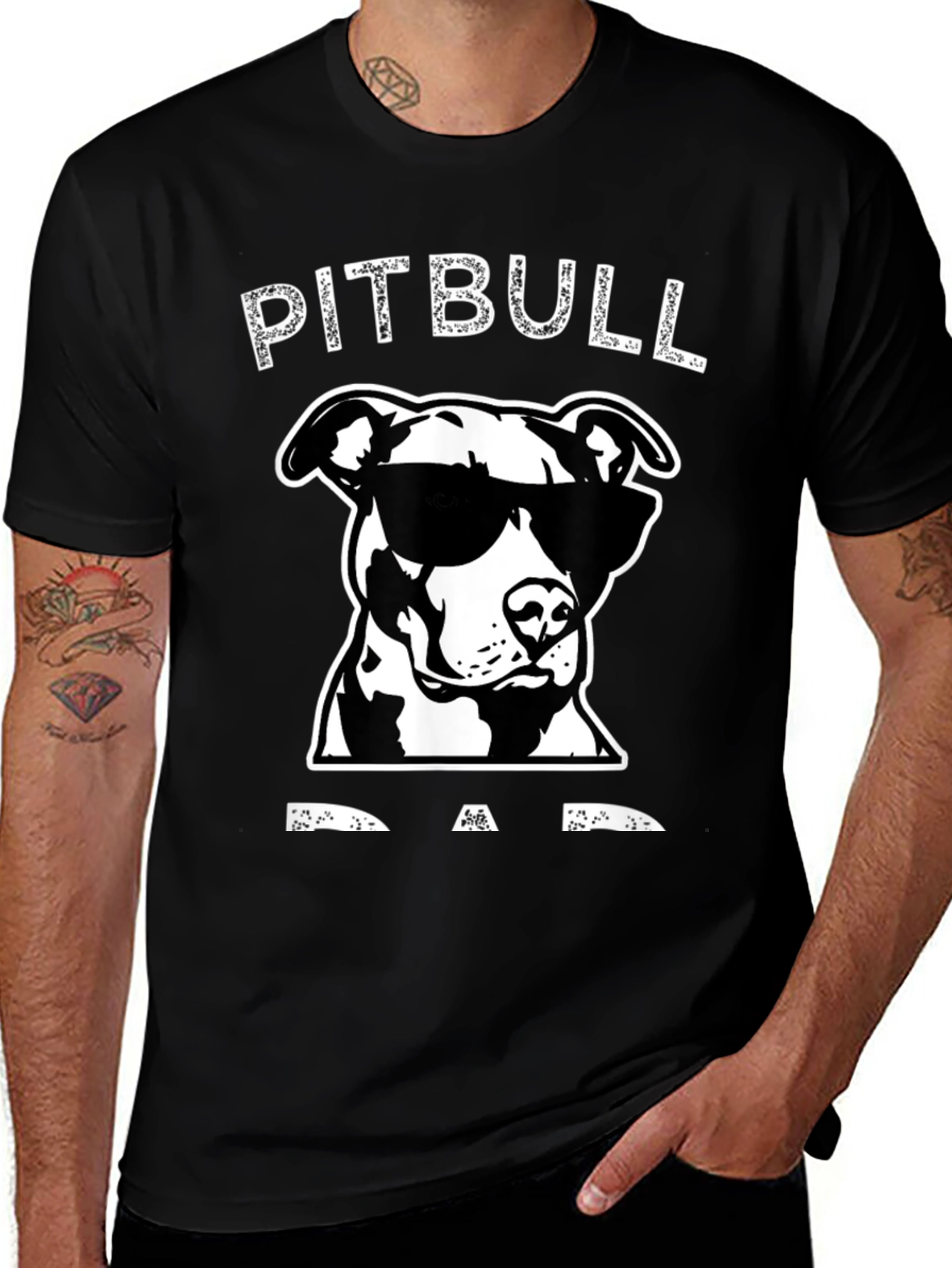 Pitbull Dad Graphic T-Shirt - Black