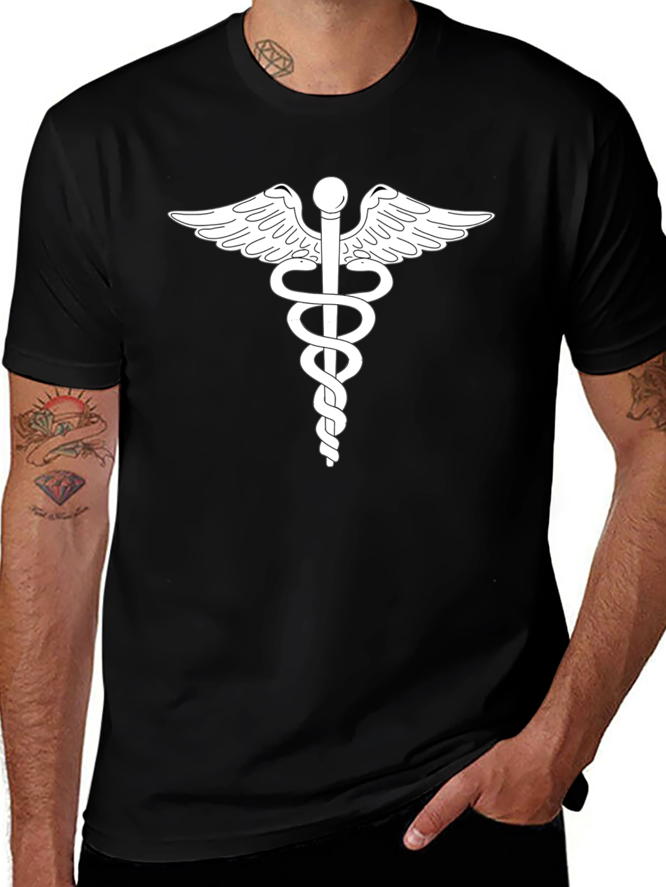 Caduceus Graphic T-Shirt - Classic Medical Symbol Tee