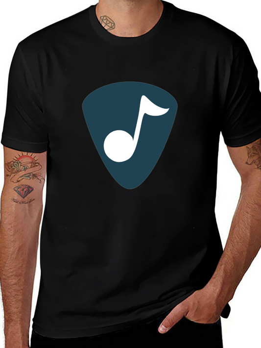 Stylish Music Note Graphic T-Shirt - Black