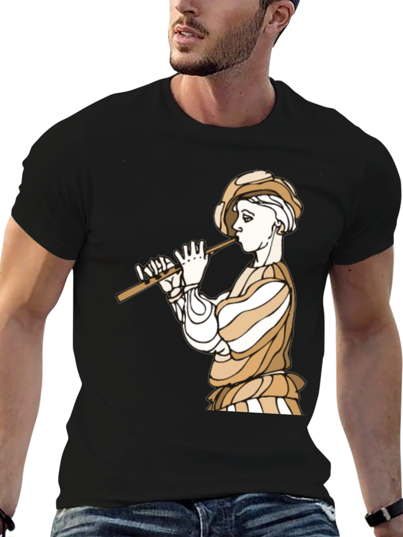 Renaissance Flute Player Graphic T-Shirt