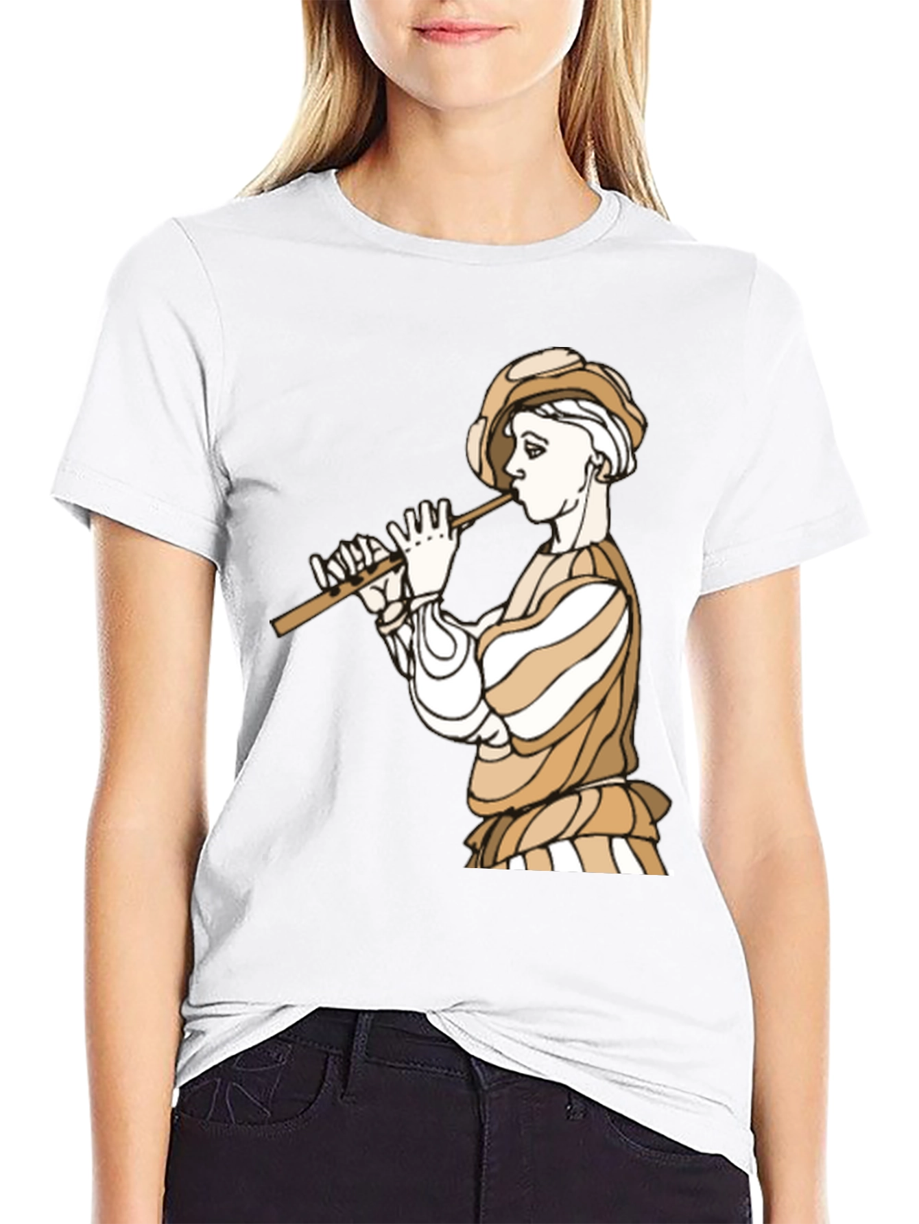 Renaissance Flute Player Graphic T-Shirt