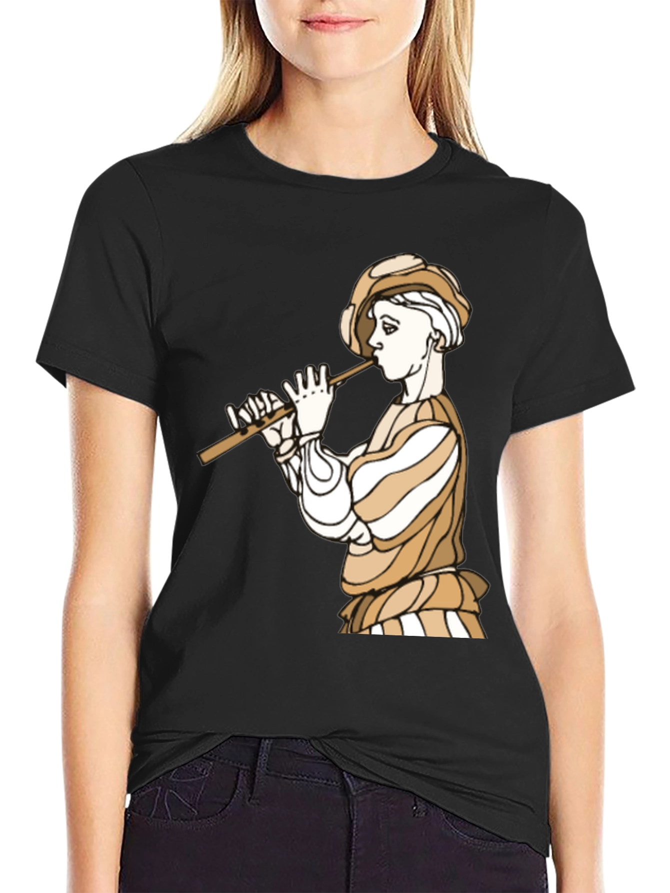 Renaissance Flute Player Graphic T-Shirt