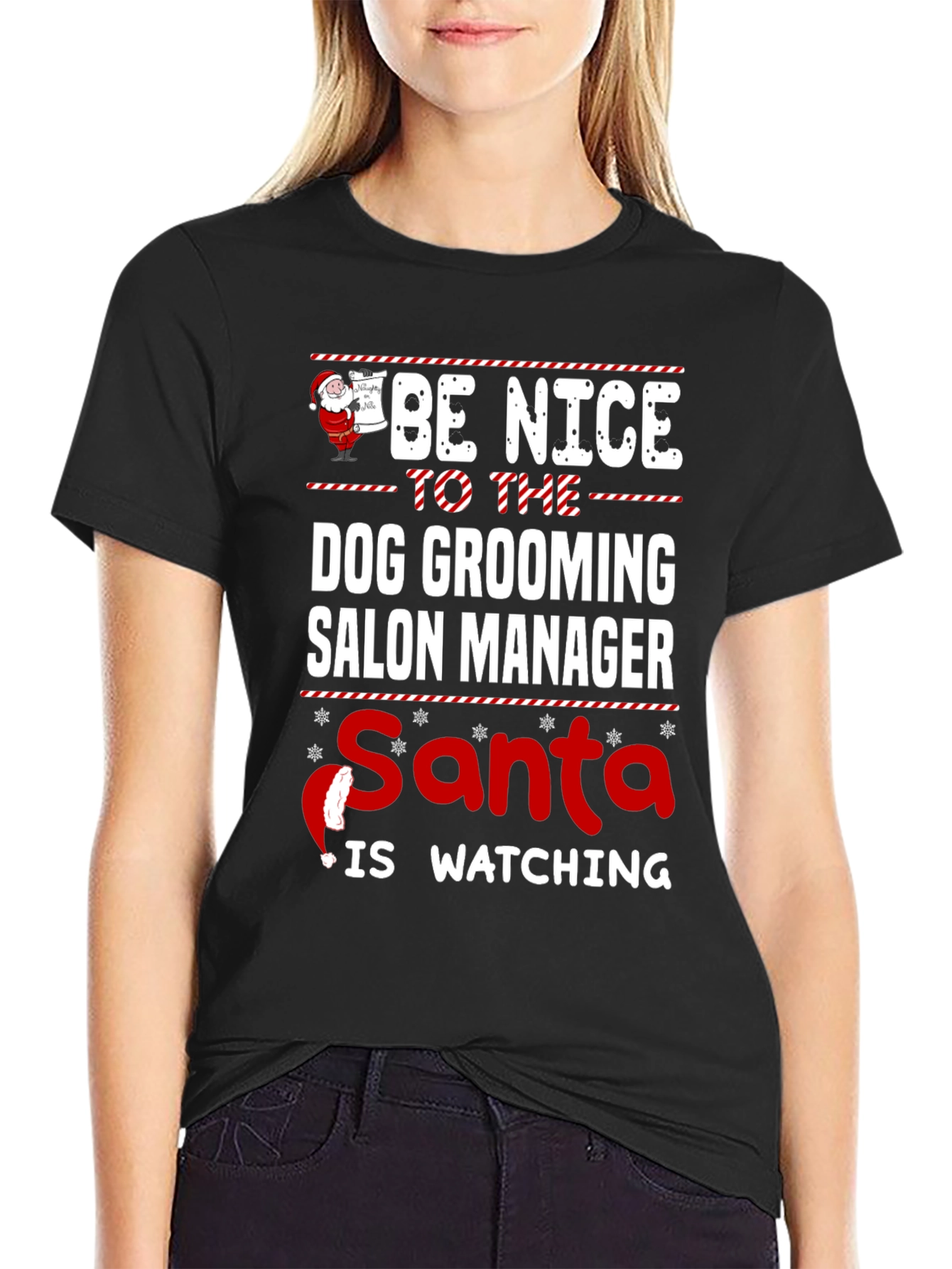 Funny Christmas Dog Grooming Salon Manager T-Shirt