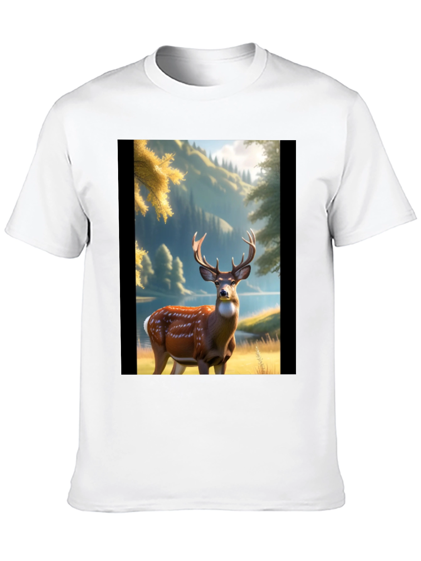 Deer Graphic Print Black T-Shirt
