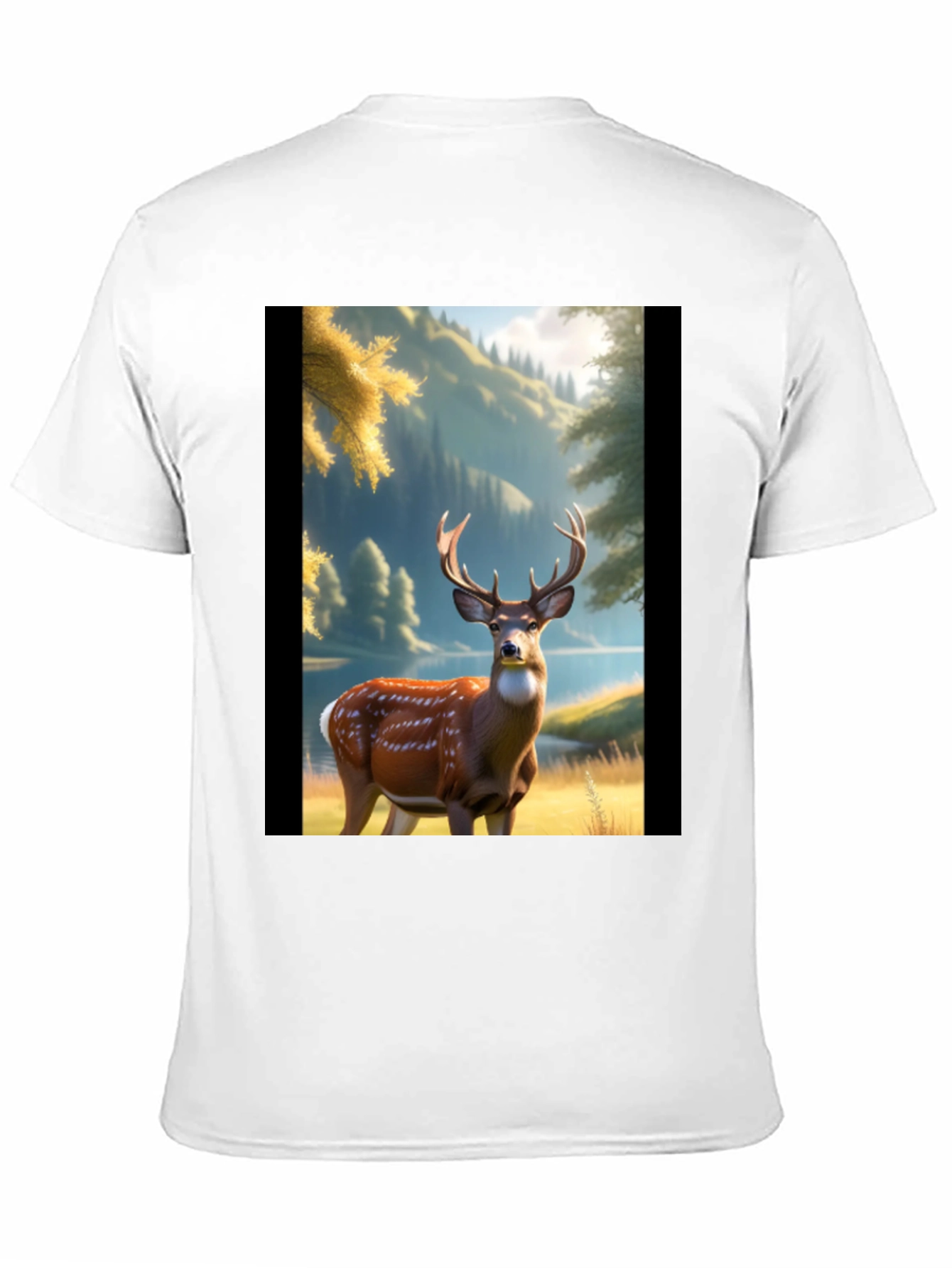 Deer Graphic Print Black T-Shirt