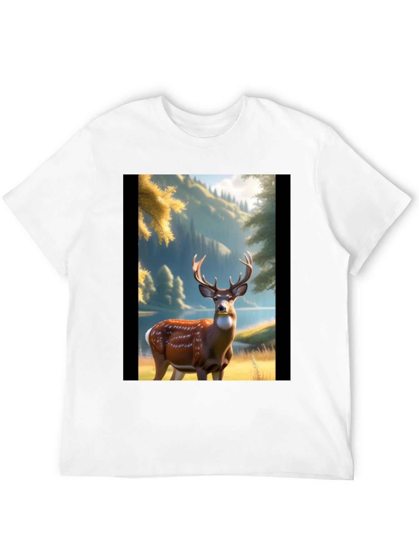 Deer Graphic Print Black T-Shirt