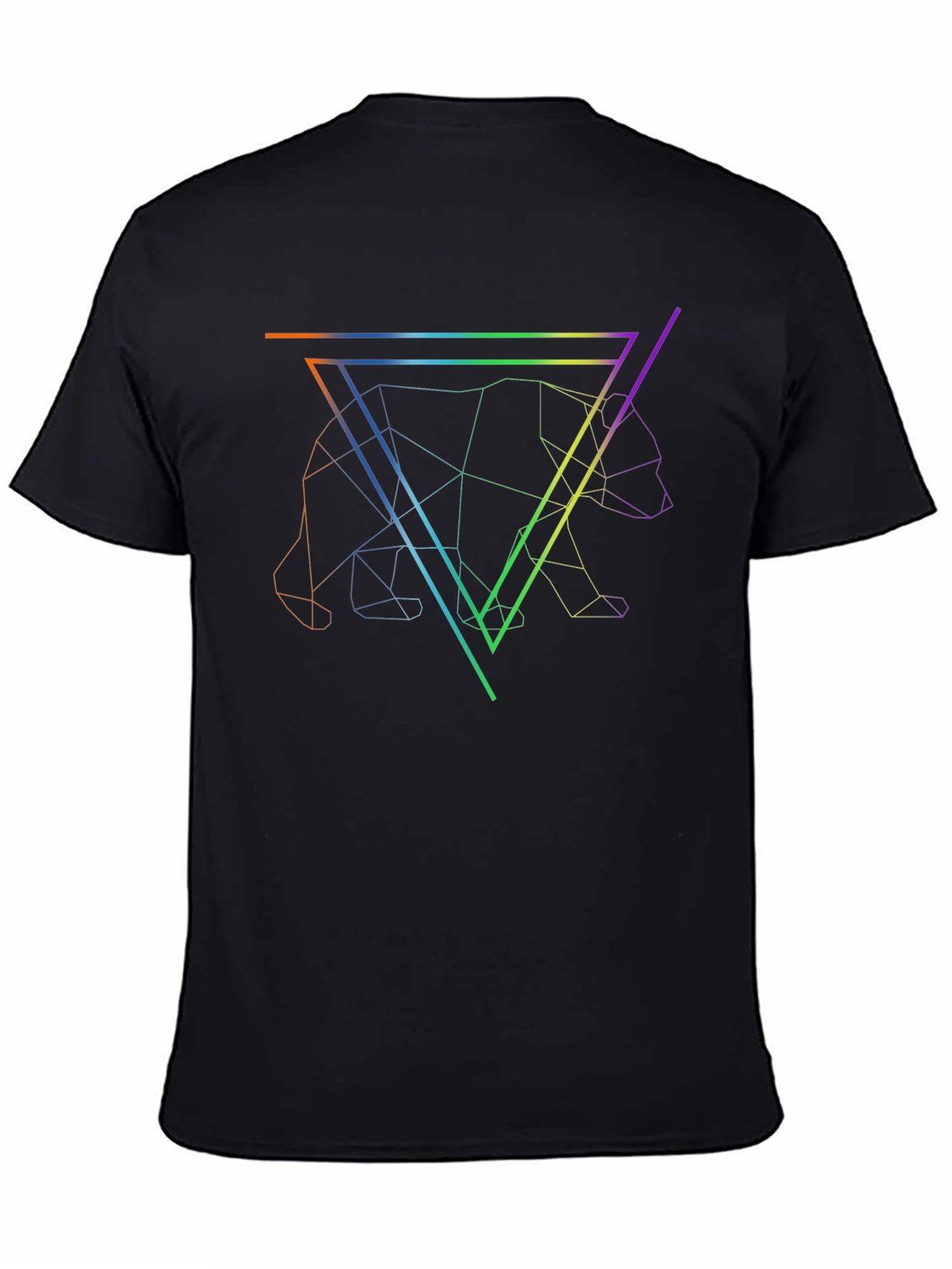 Geometric Bear Graphic Tee - Stylish Black Shirt