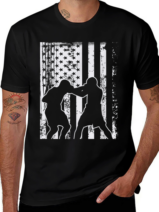 Patriotic MMA Fighter Graphic Tee - Black