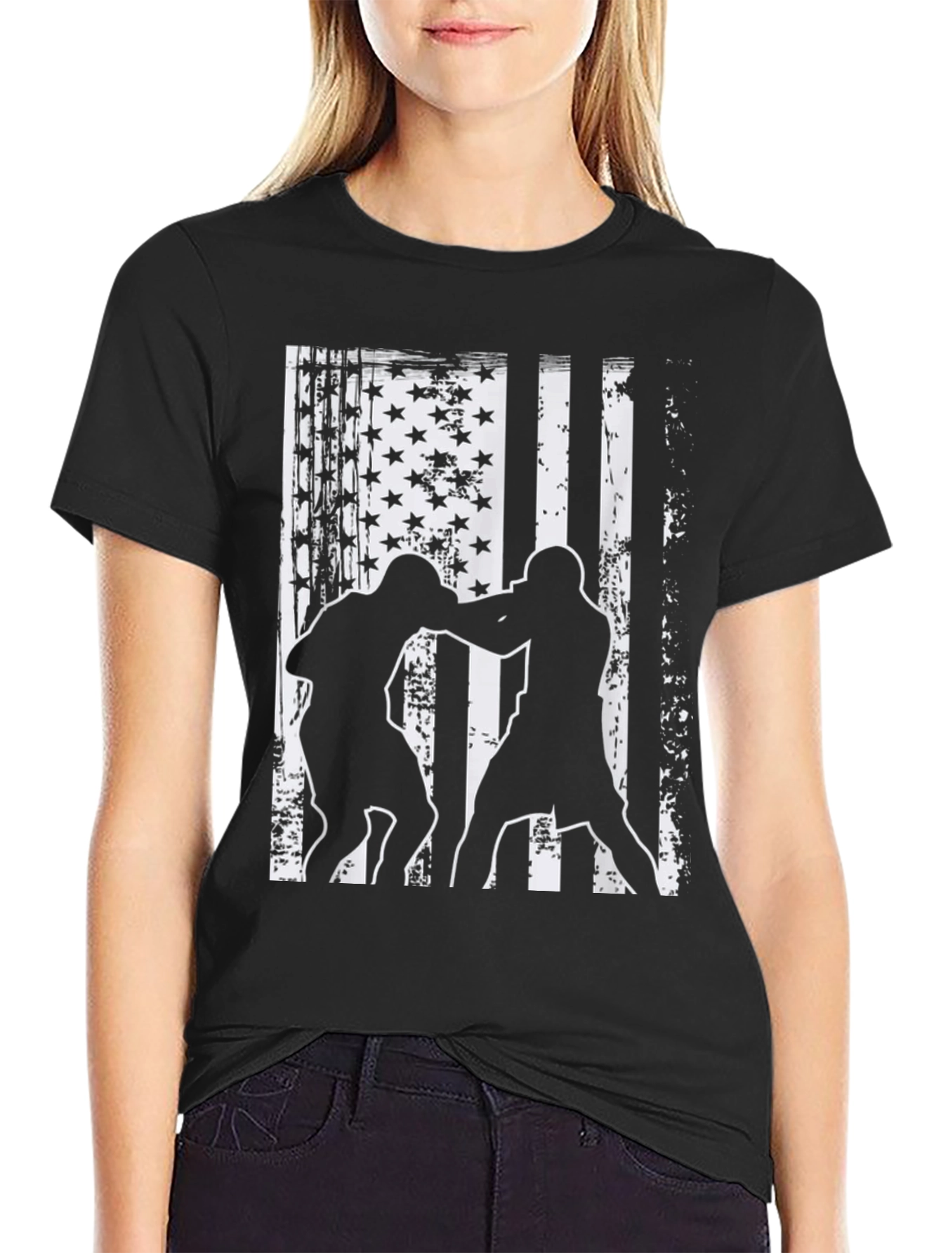 Patriotic MMA Fighter Graphic Tee - Black