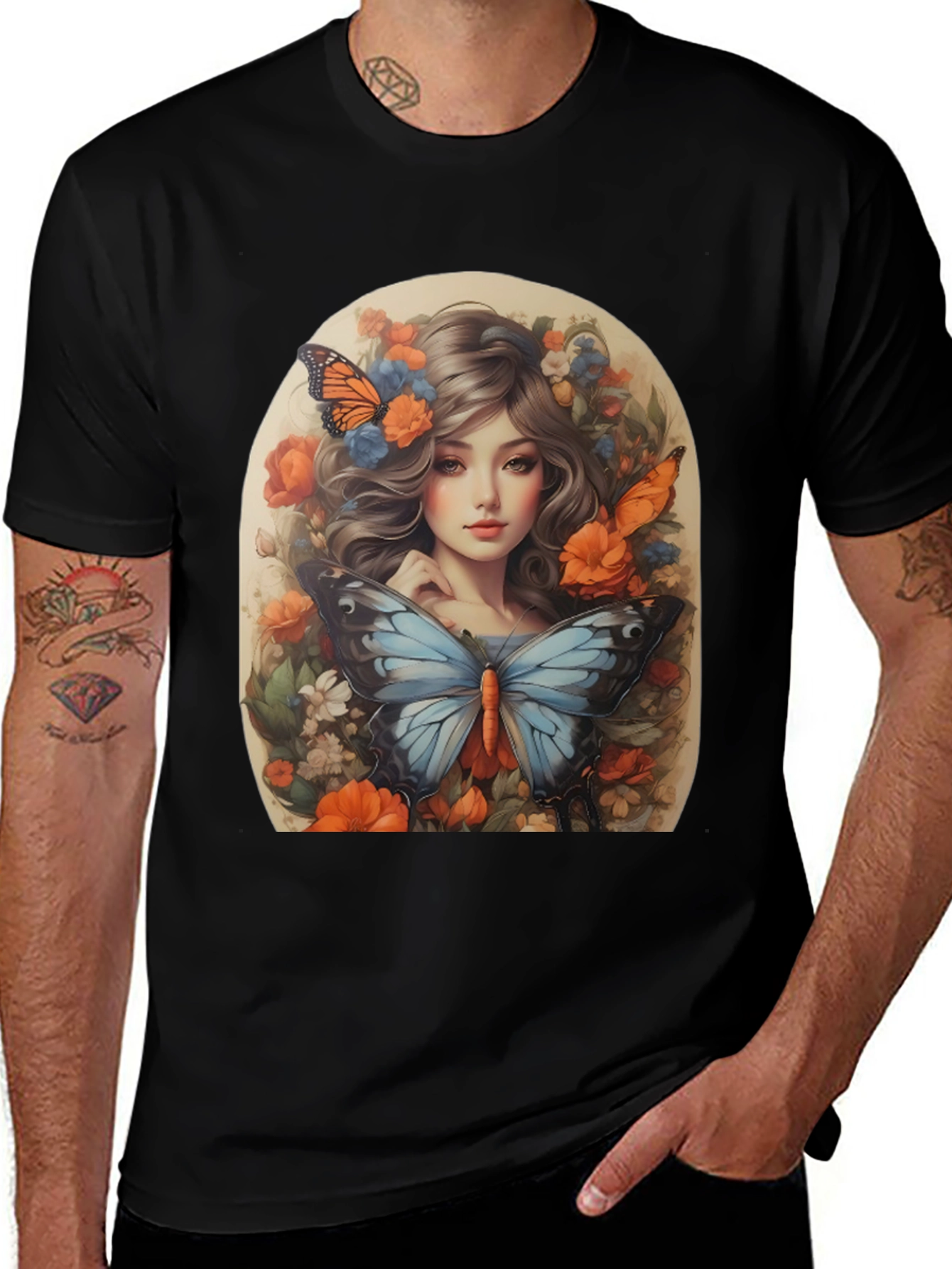 Floral Butterfly Portrait Tee