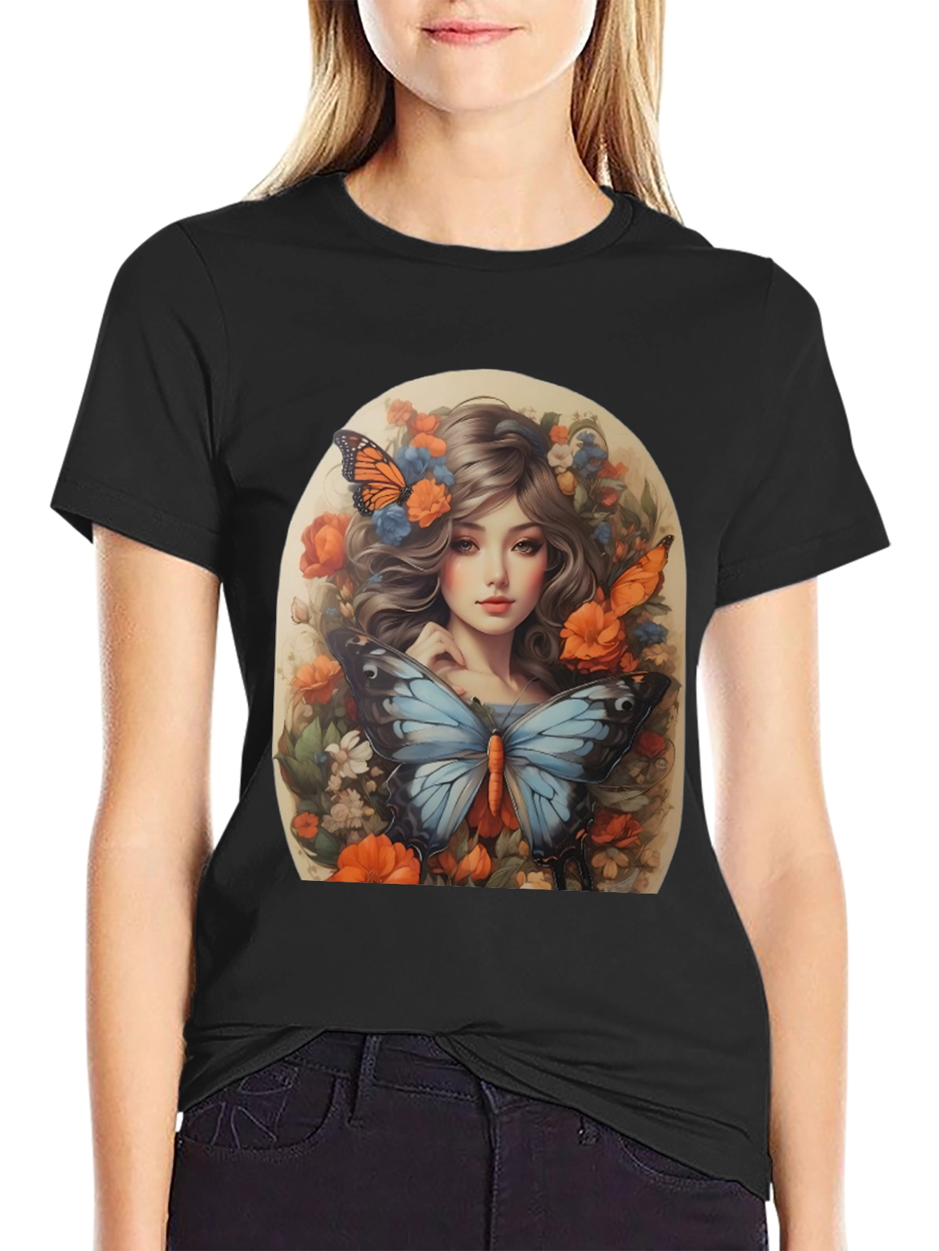 Floral Butterfly Portrait Tee