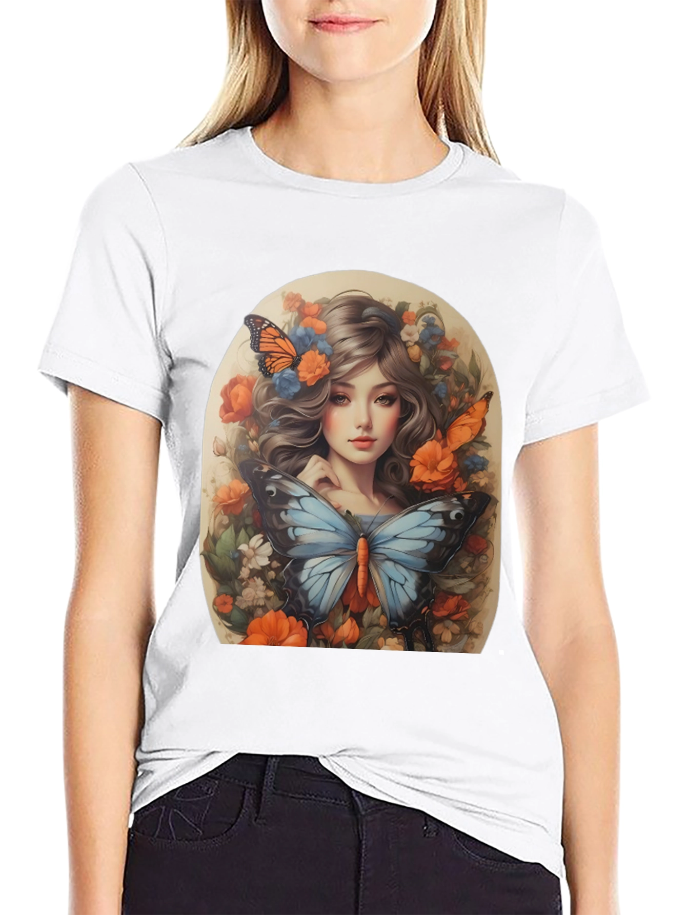Floral Butterfly Portrait Tee