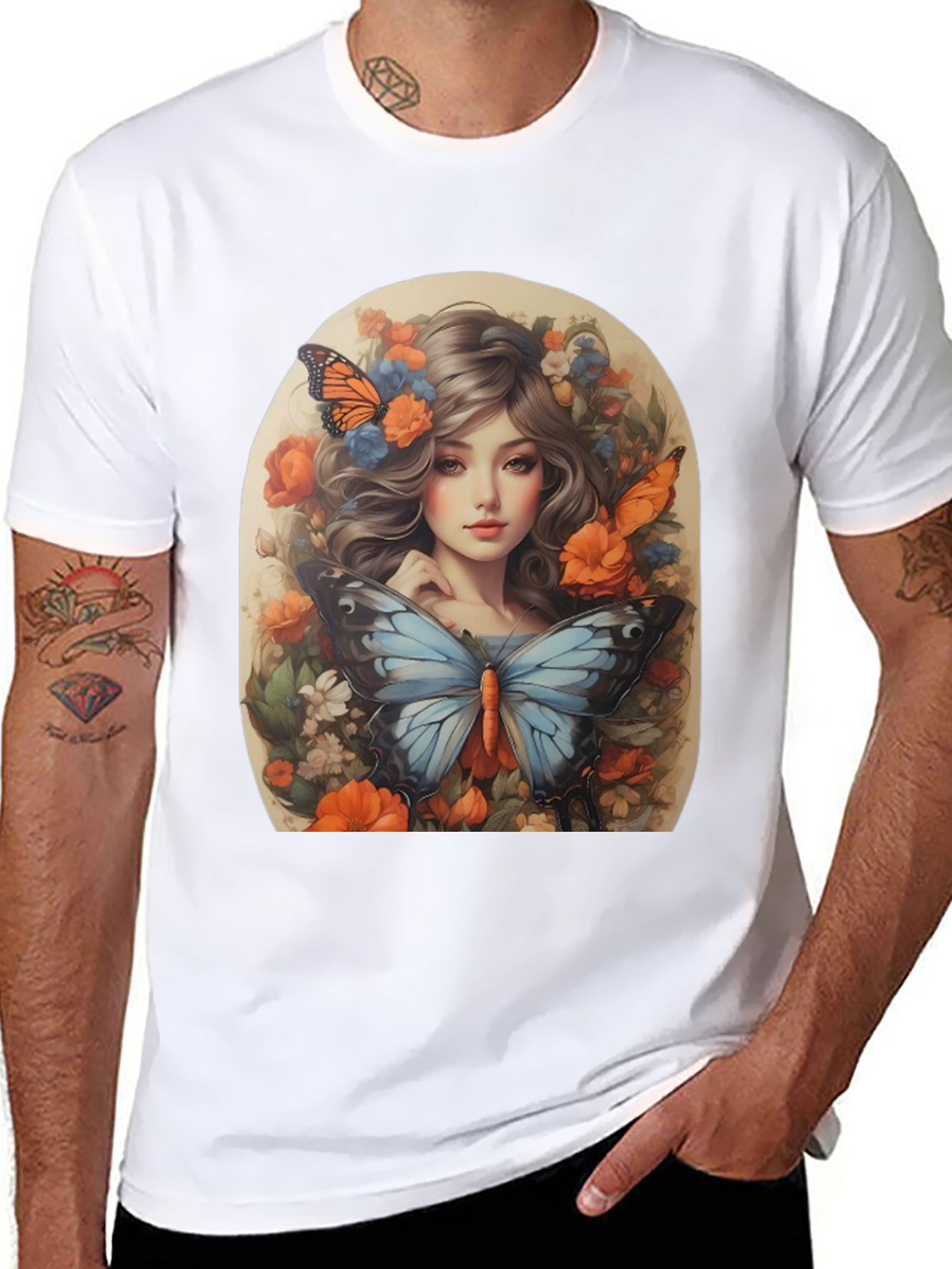Floral Butterfly Portrait Tee