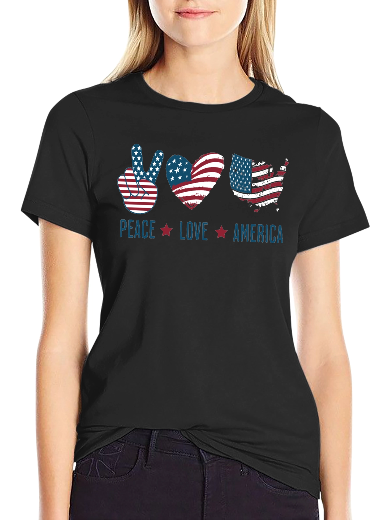 Patriotic Peace Love America T-Shirt
