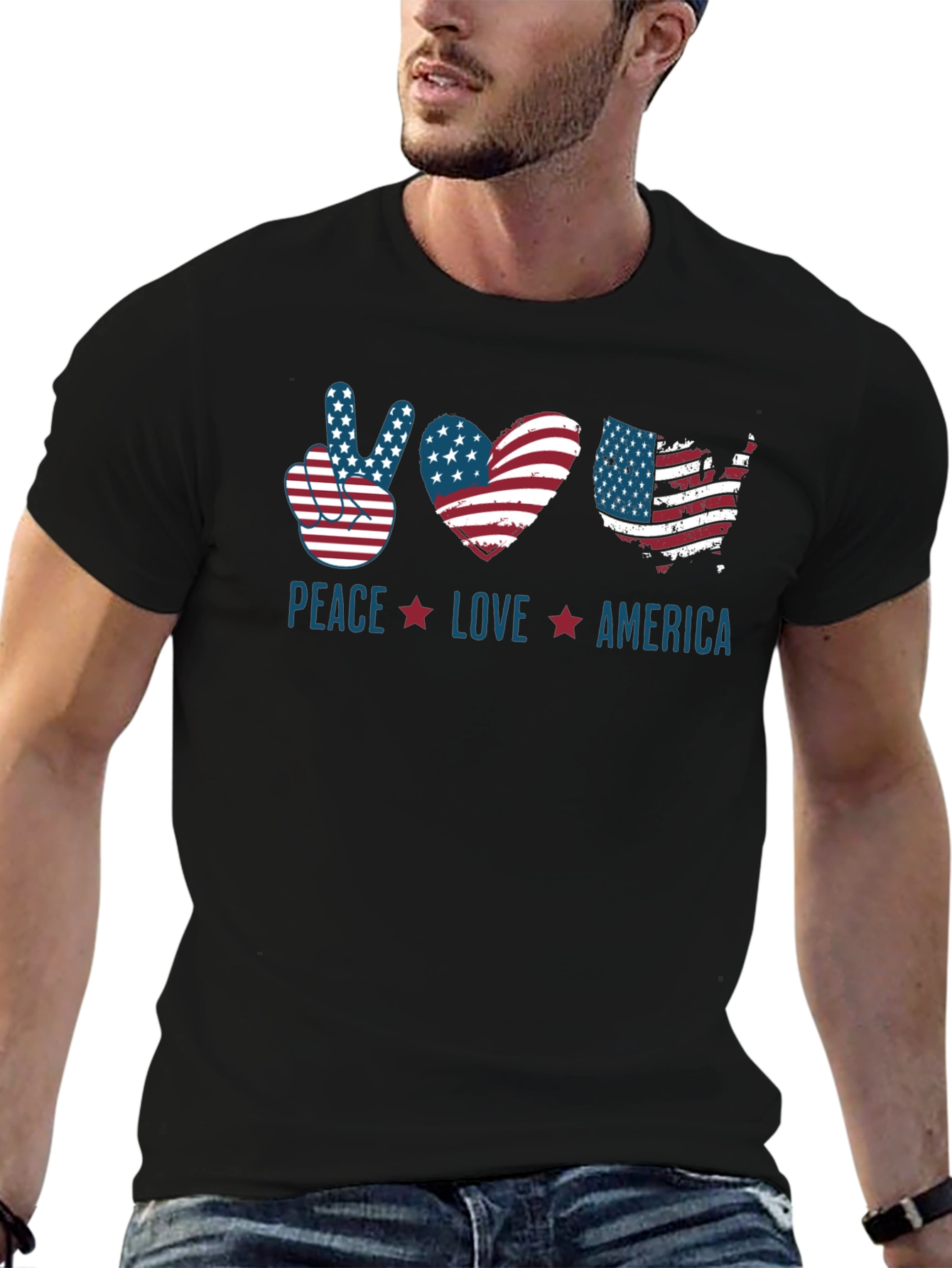 Patriotic Peace Love America T-Shirt
