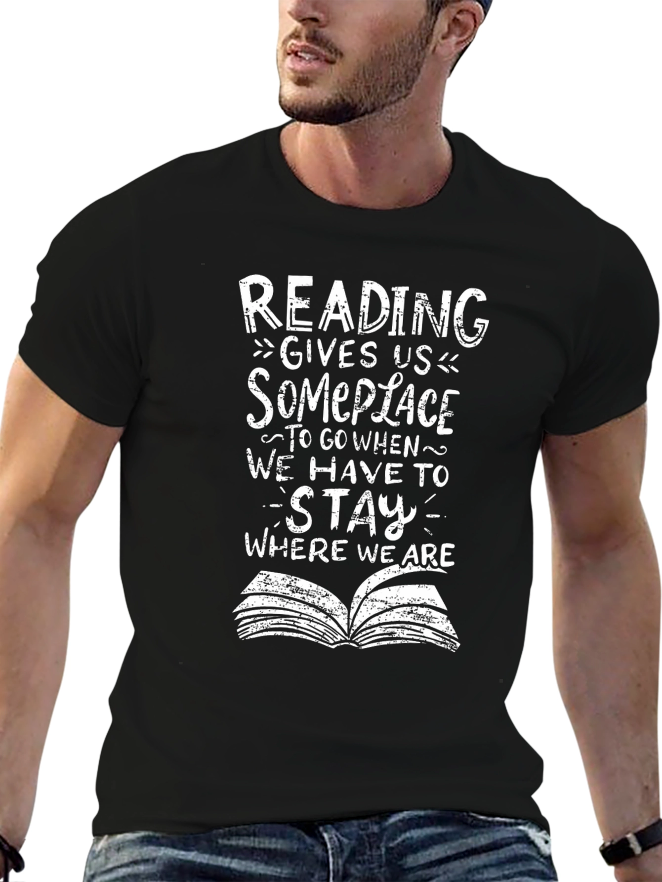 Reading Gives Us Someplace Black T-Shirt