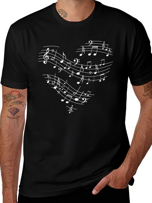 Musical Heart T-Shirt - Black Cotton Tee