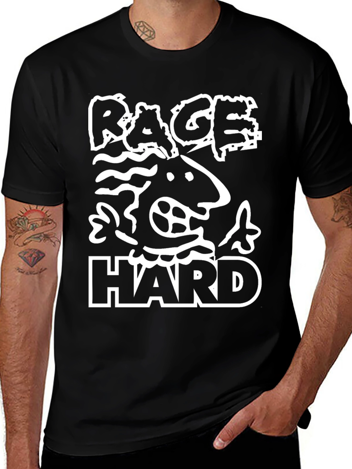 Rage Hard Graphic Print Black T-Shirt