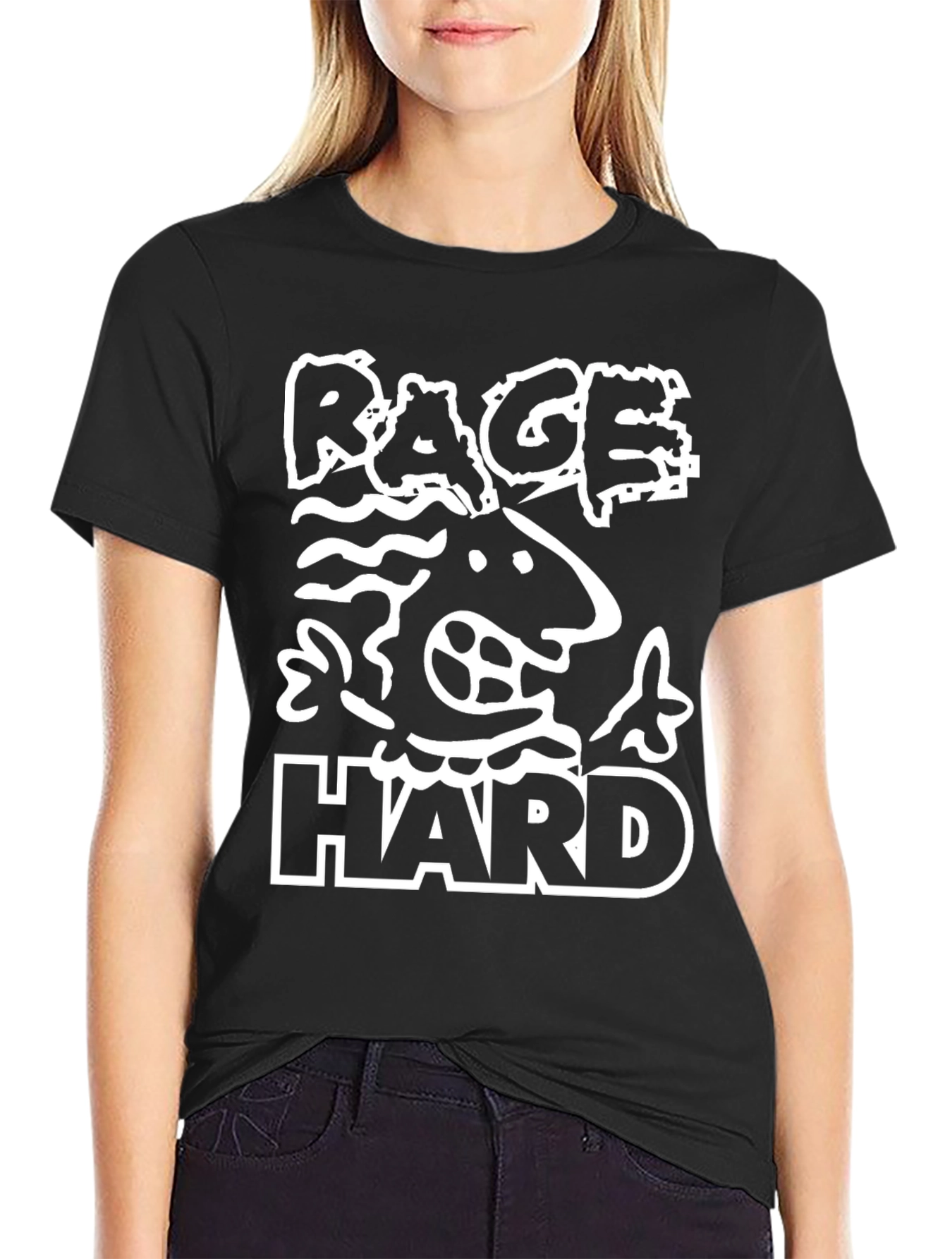 Rage Hard Graphic Print Black T-Shirt