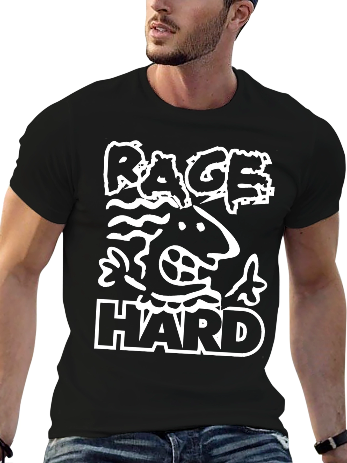 Rage Hard Graphic Print Black T-Shirt