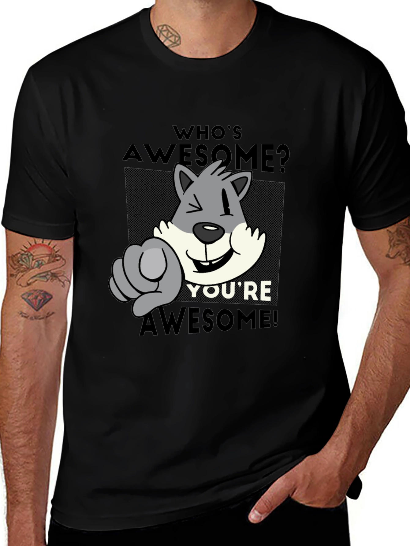 Whos Awesome? Graphic Print Crew Neck T-Shirt