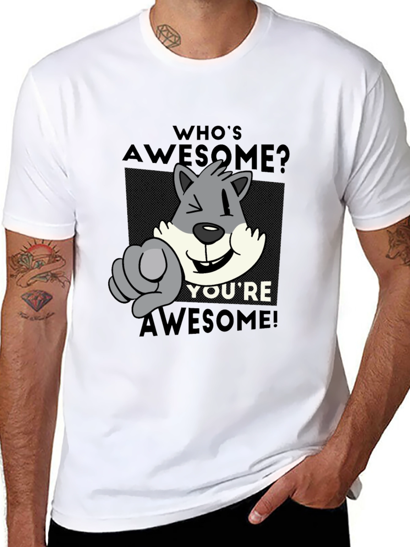 Whos Awesome? Graphic Print Crew Neck T-Shirt
