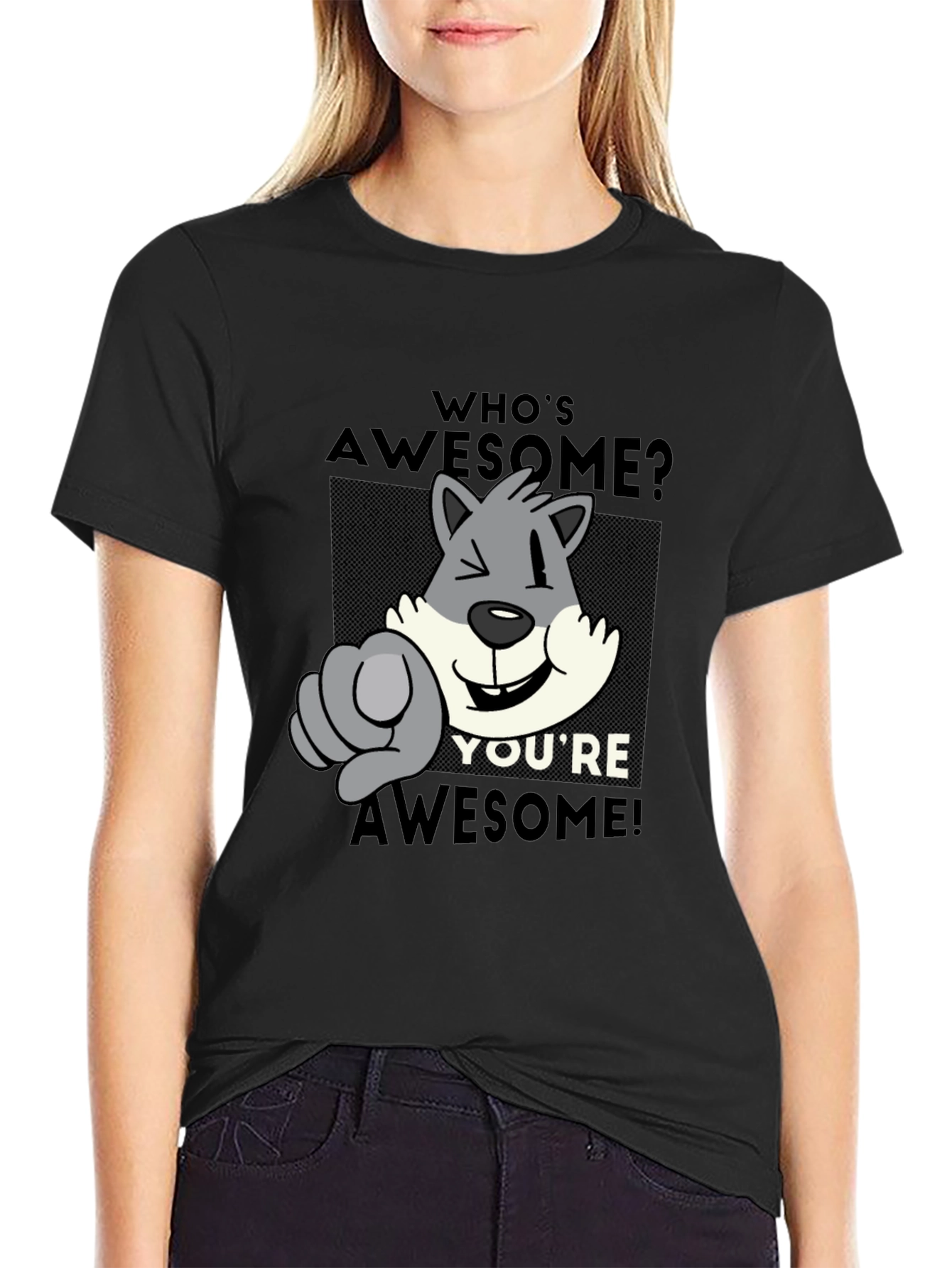 Whos Awesome? Graphic Print Crew Neck T-Shirt