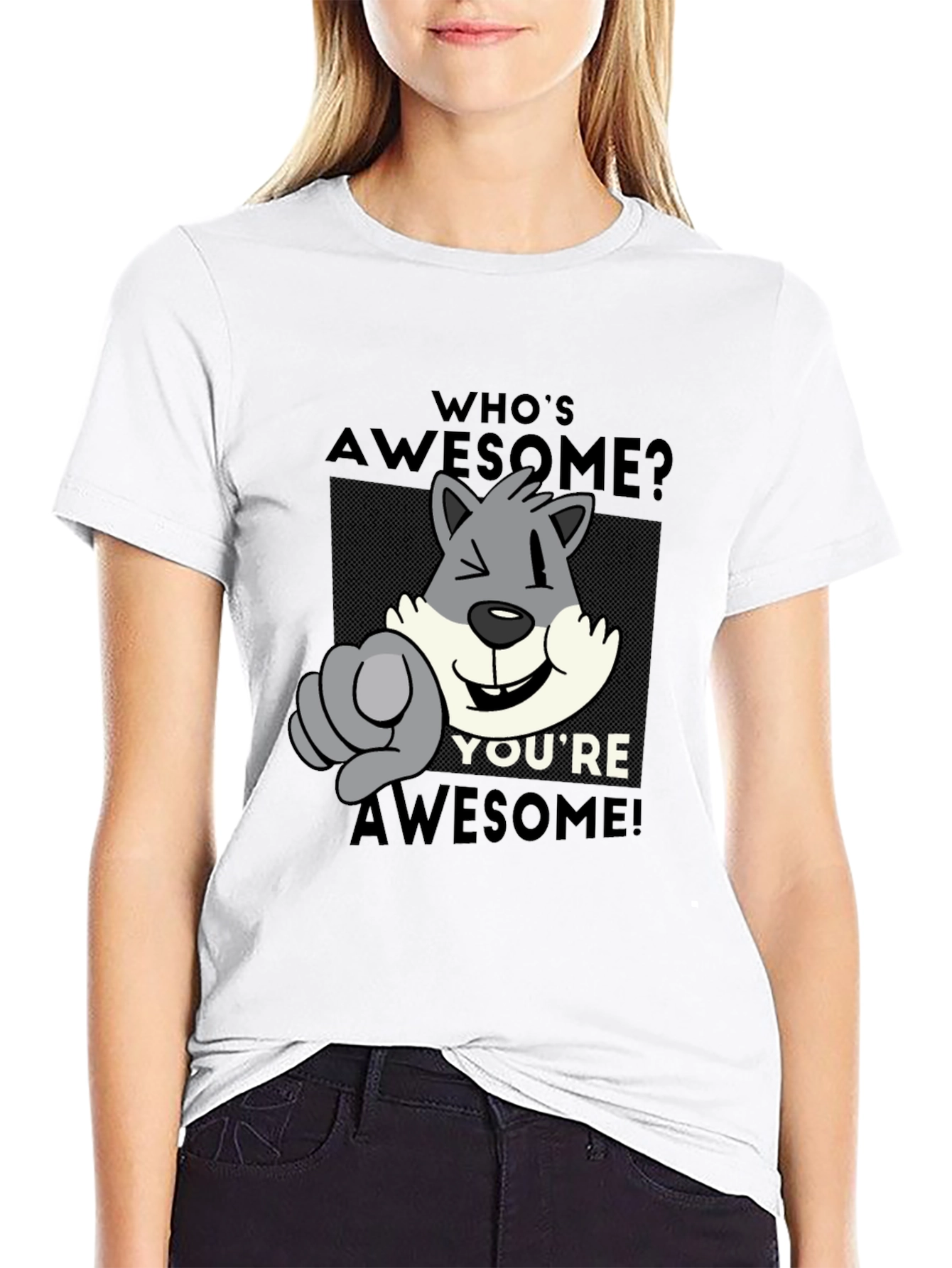 Whos Awesome? Graphic Print Crew Neck T-Shirt