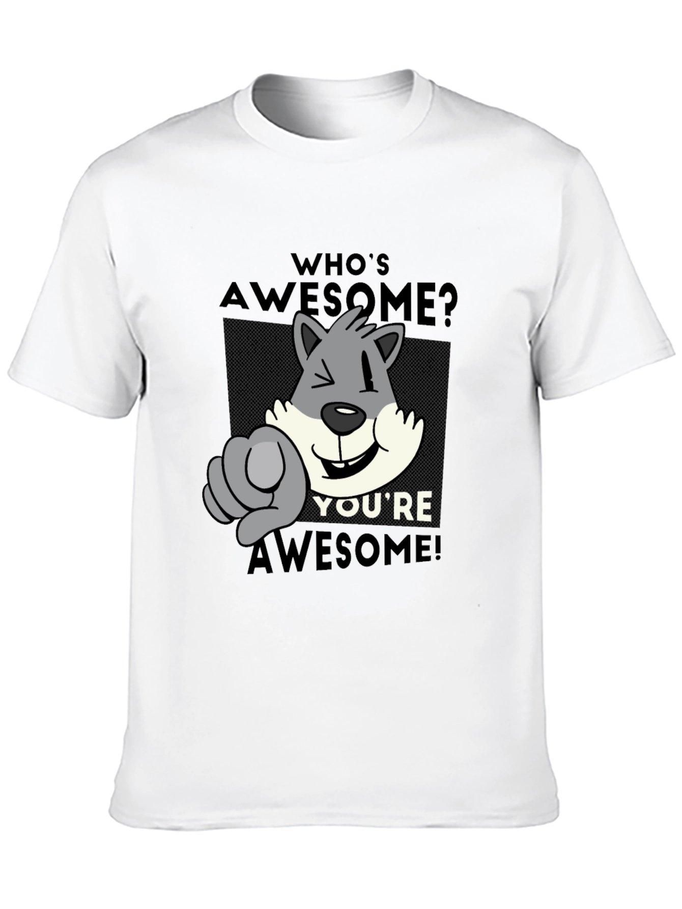 Whos Awesome? Graphic Print Crew Neck T-Shirt