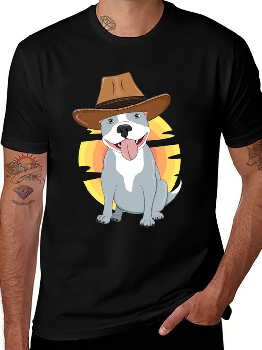 Cowboy Pitbull T-Shirt - Western Dog Graphic Tee