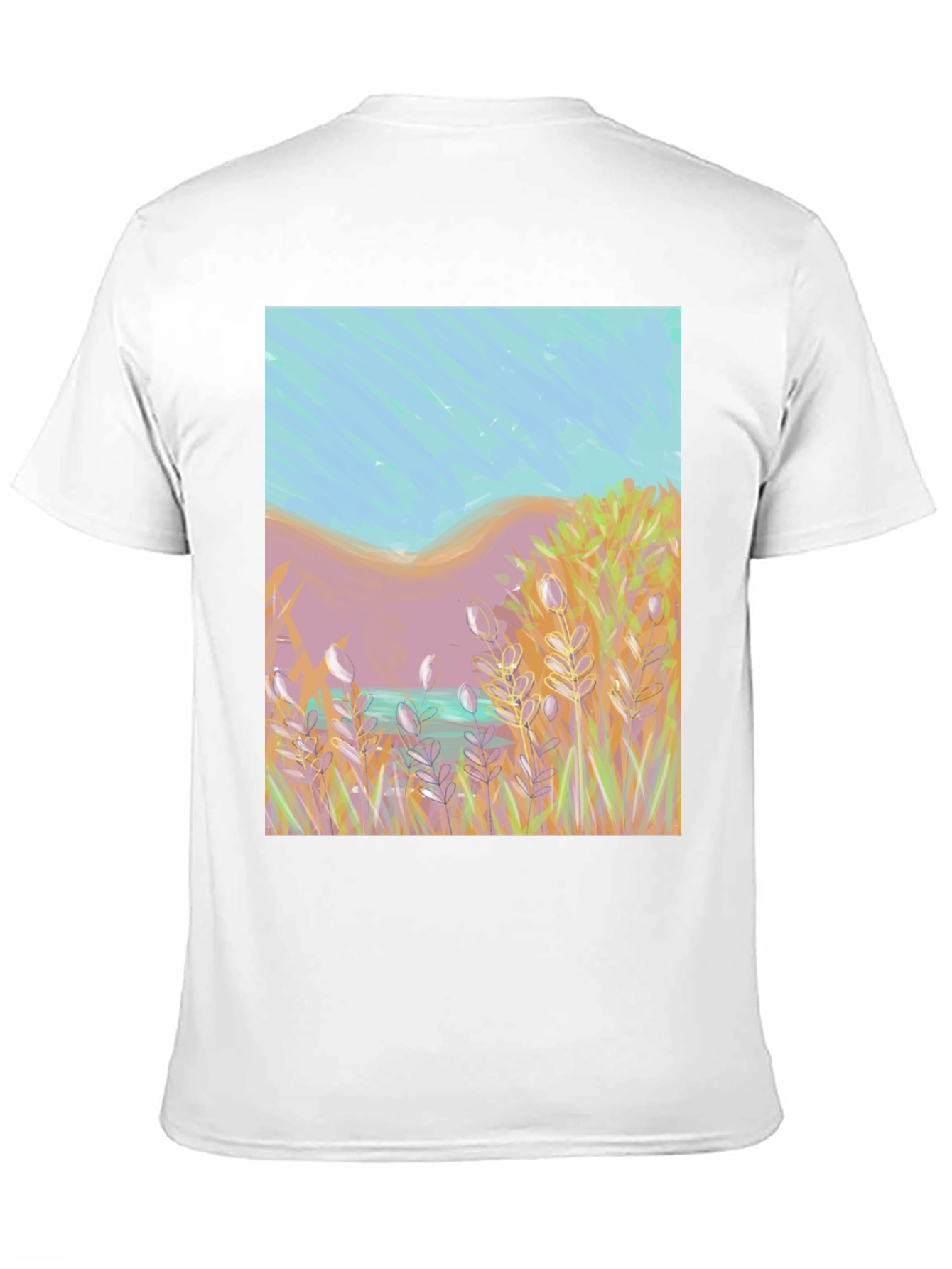 Nature Art Tee: Coastal Grass & Sky Design