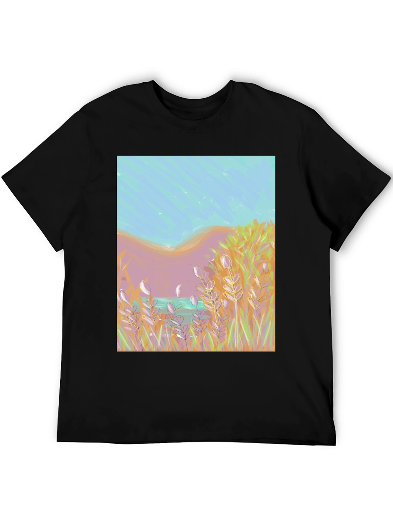 Nature Art Tee: Coastal Grass & Sky Design