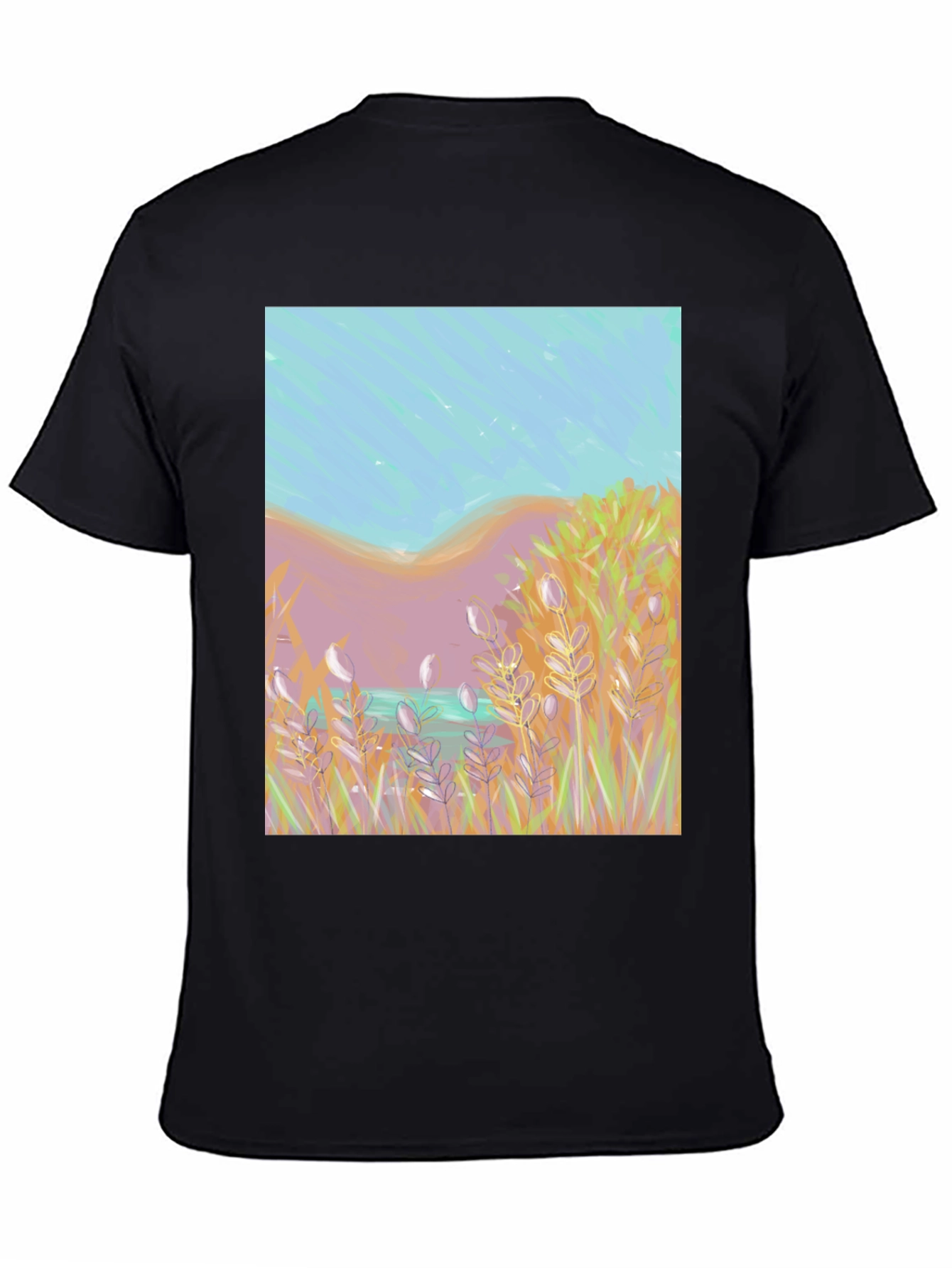 Nature Art Tee: Coastal Grass & Sky Design