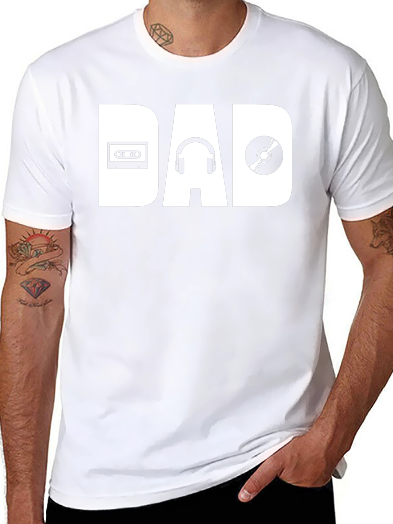 Music Dad T-Shirt - Cassette Headphones Vinyl