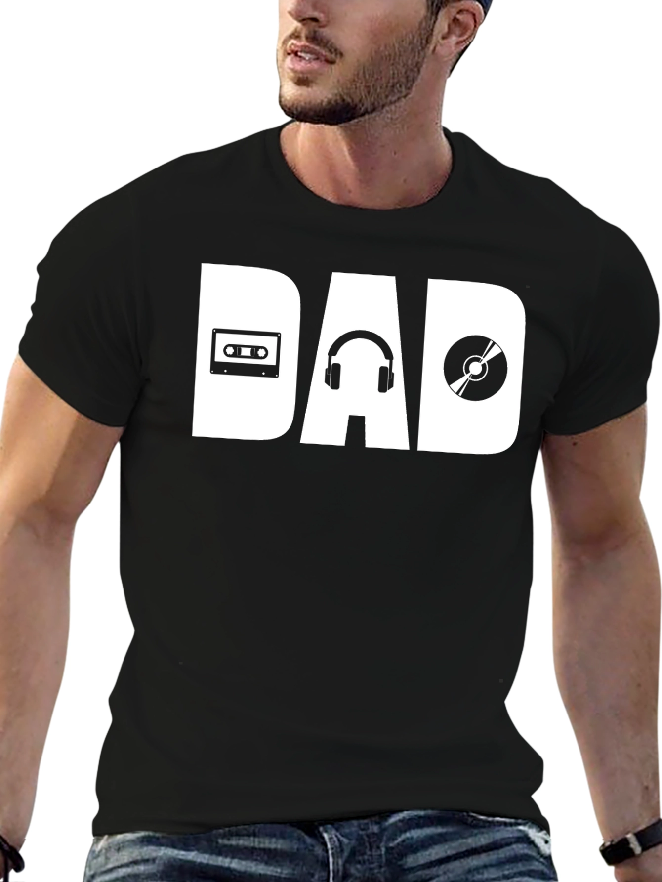 Music Dad T-Shirt - Cassette Headphones Vinyl