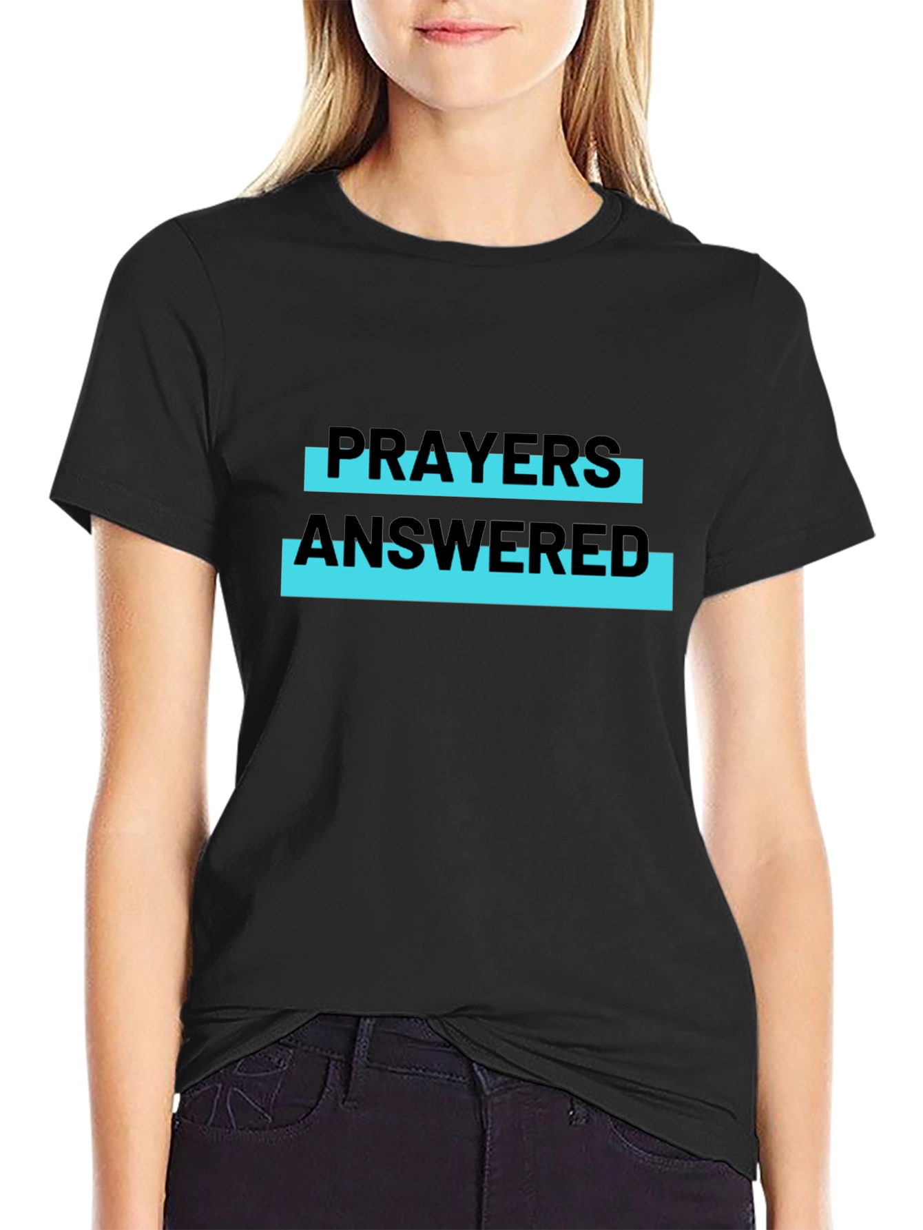 Prayers Answered Graphic Tee - Black Casual T-Shirt