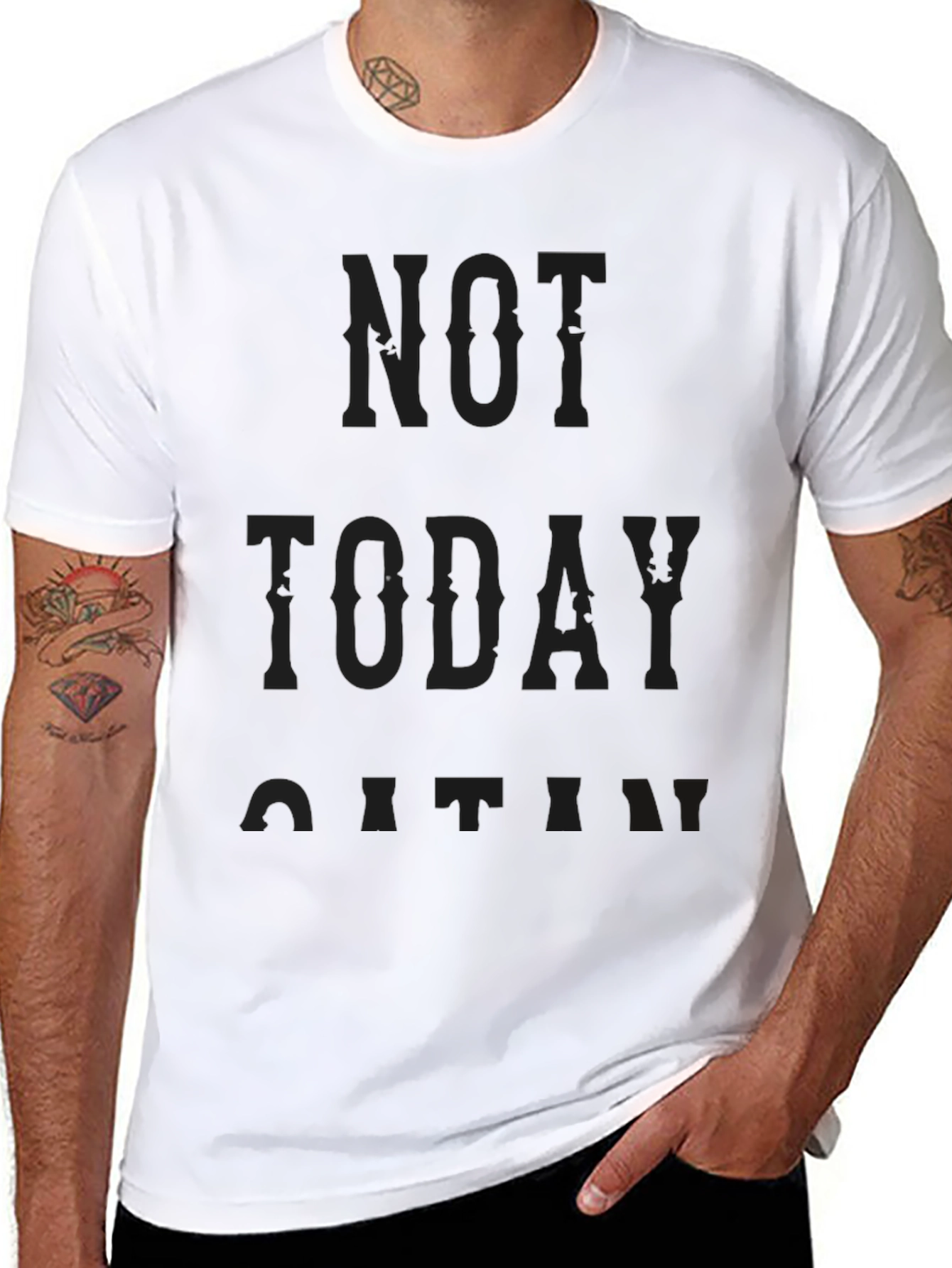 Not Today Satan Graphic Tee - Black