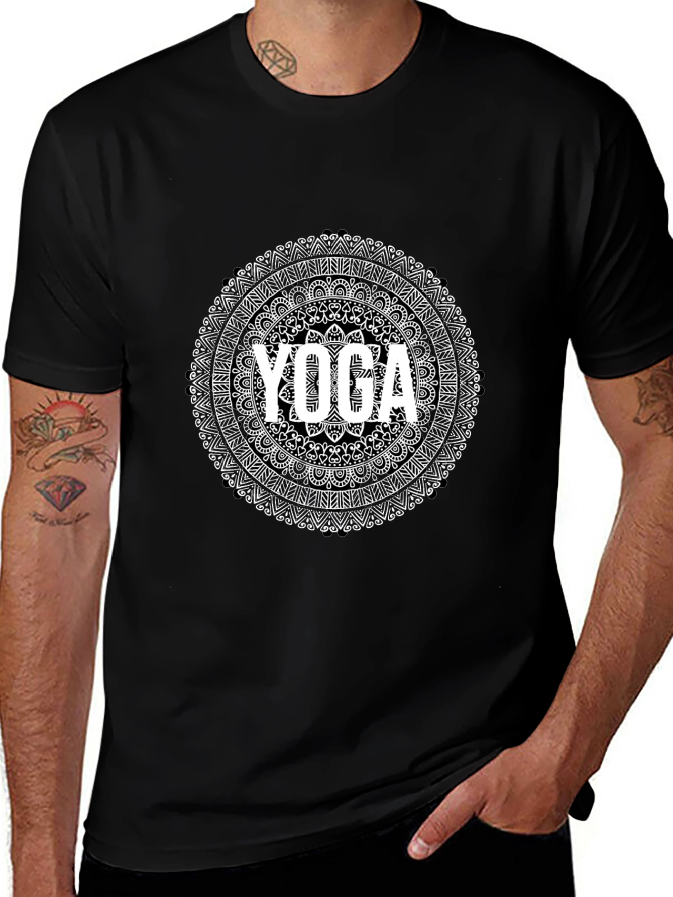 Yoga Mandala Black Graphic Tee - Unisex