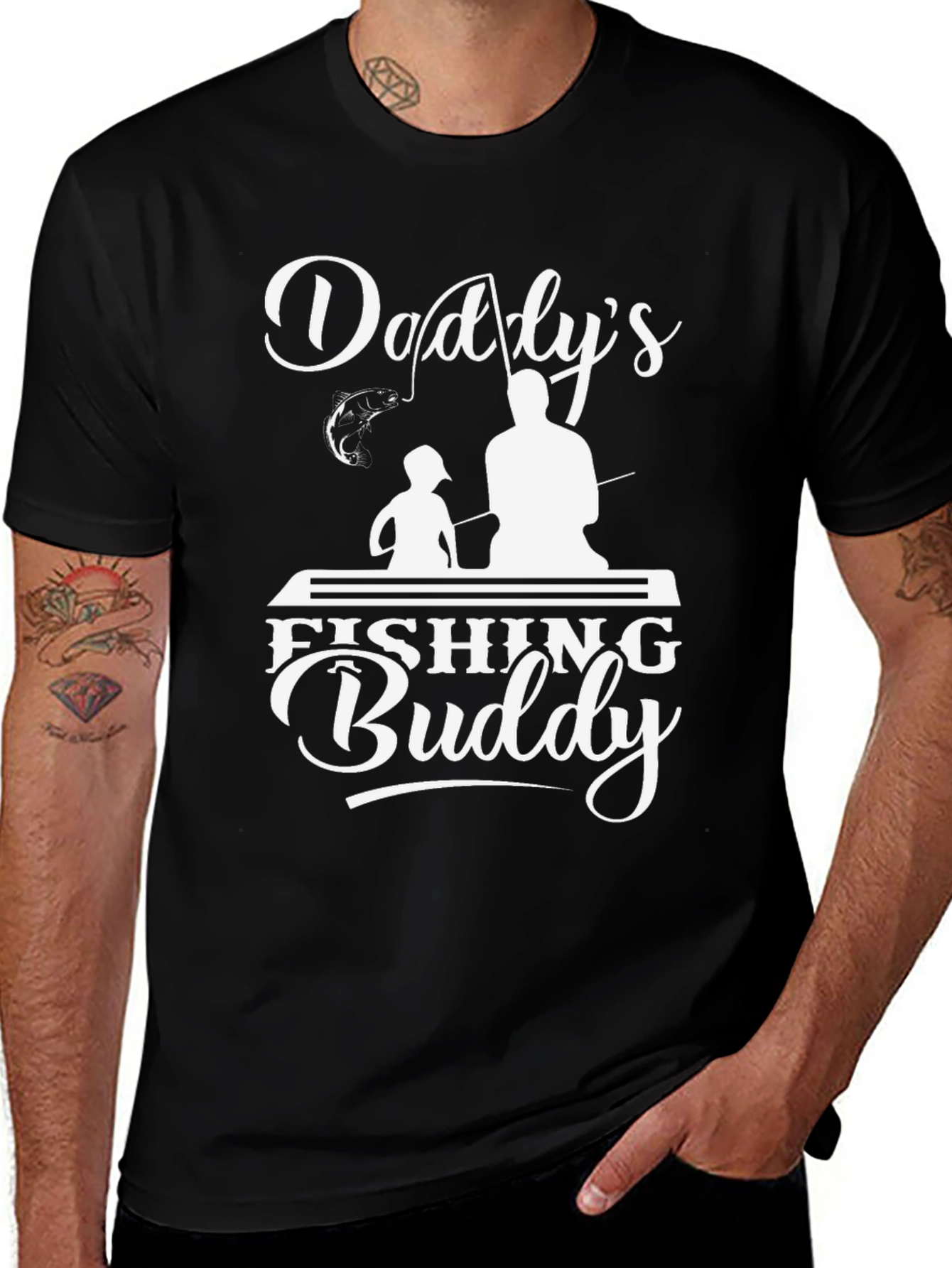 Daddys Fishing Buddy Black Graphic Tee
