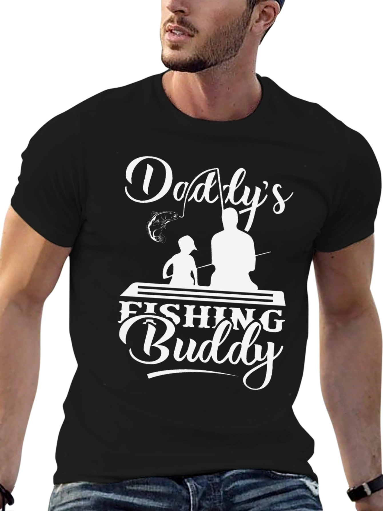 Daddys Fishing Buddy Black Graphic Tee