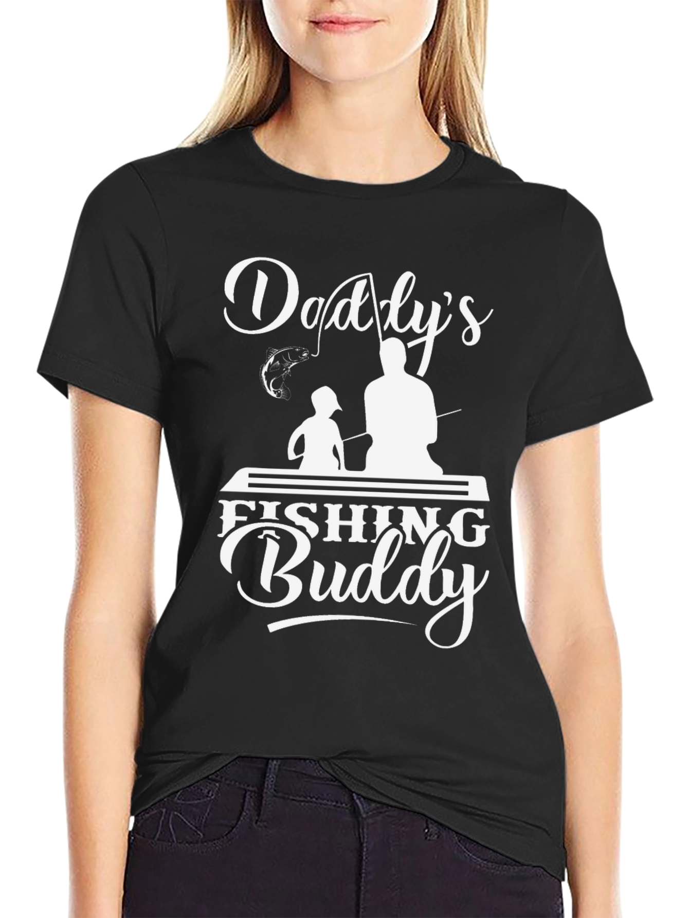 Daddys Fishing Buddy Black Graphic Tee