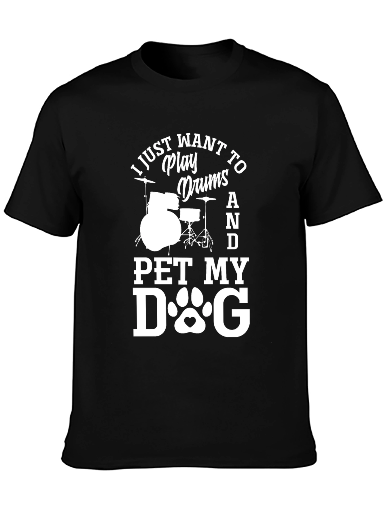 Drum and Dog Graphic Tee - Black