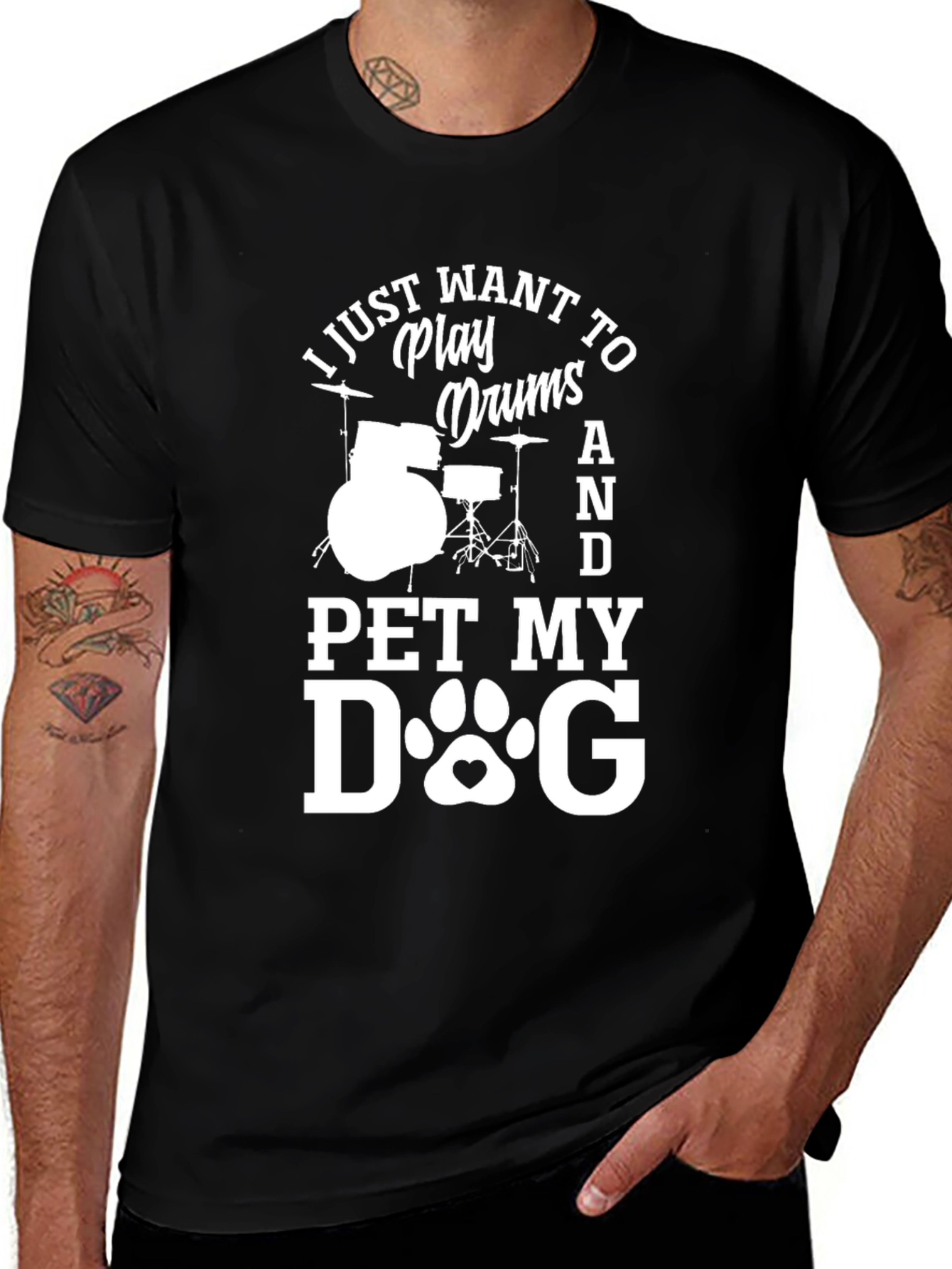 Drum and Dog Graphic Tee - Black