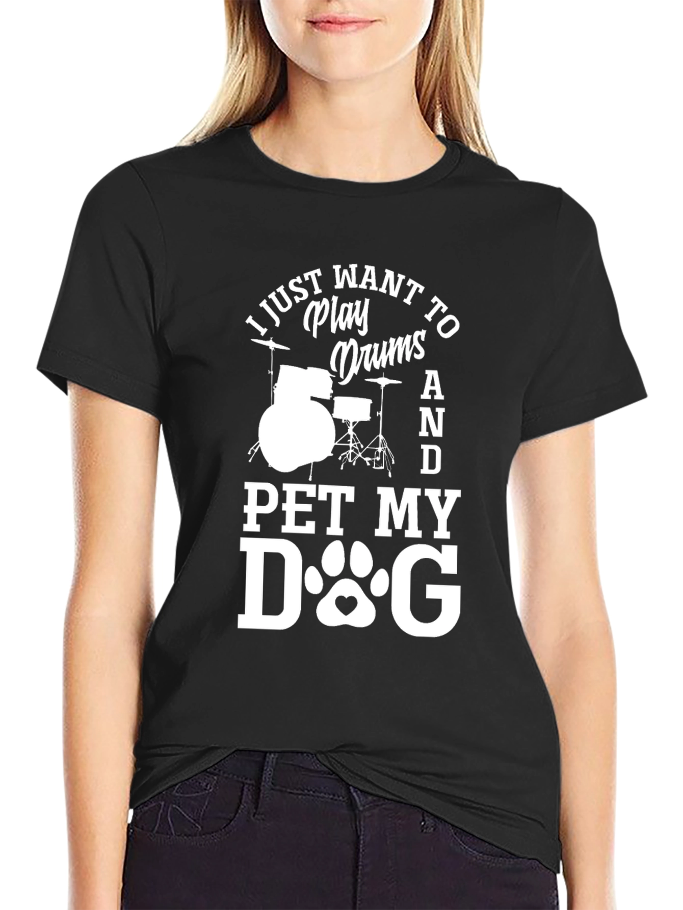 Drum and Dog Graphic Tee - Black