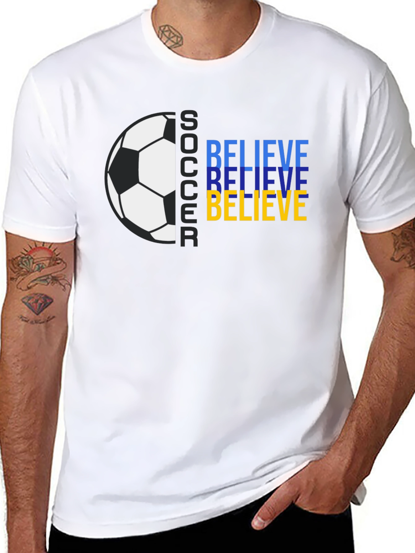 Believe Soccer Graphic Tee - Black Cotton T-Shirt