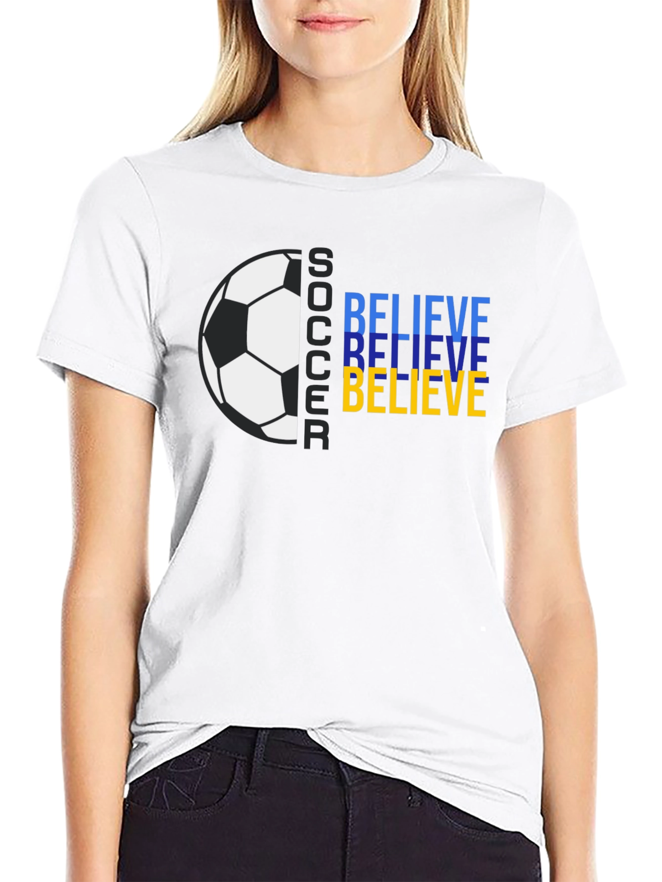 Believe Soccer Graphic Tee - Black Cotton T-Shirt