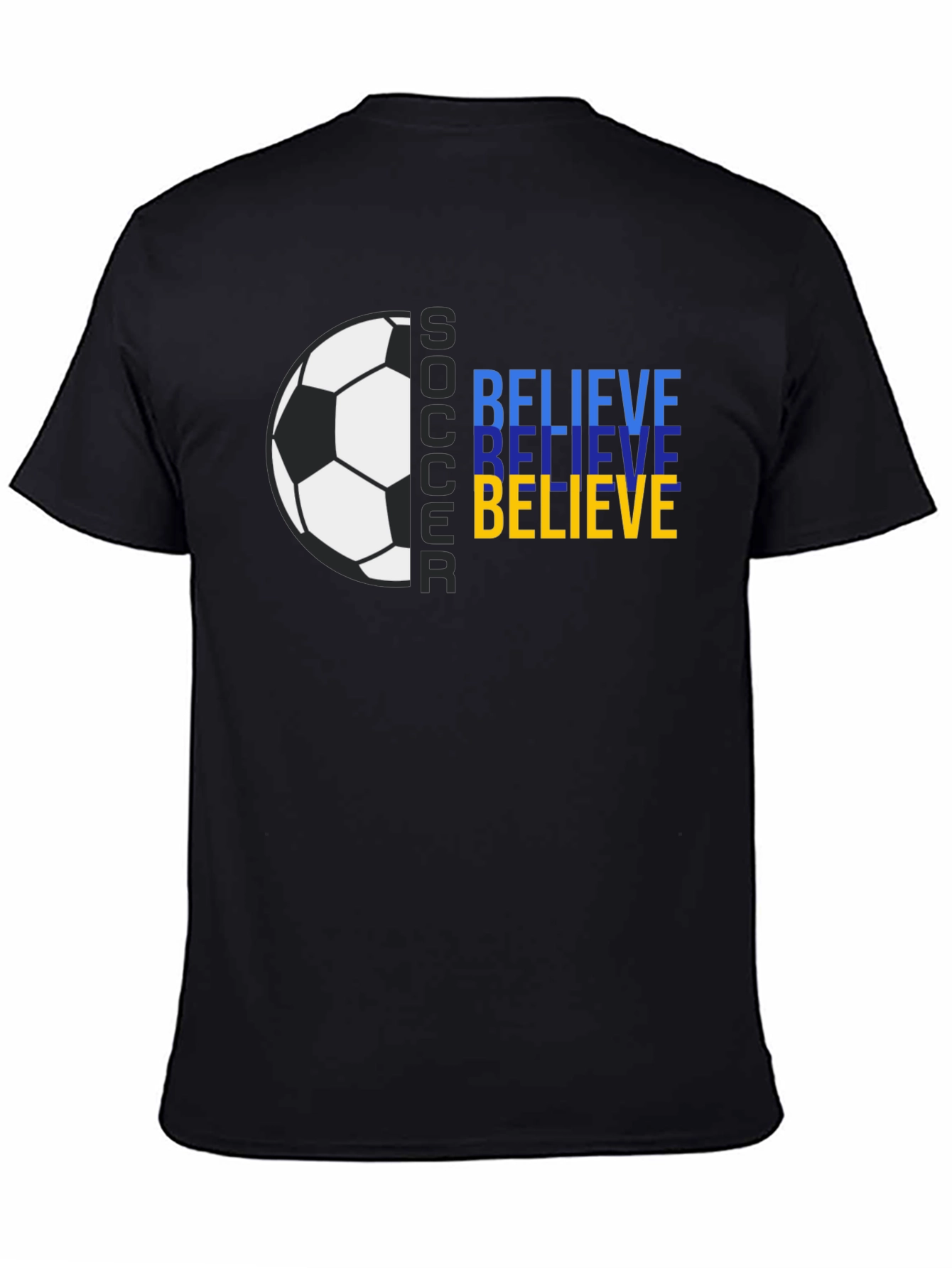 Believe Soccer Graphic Tee - Black Cotton T-Shirt
