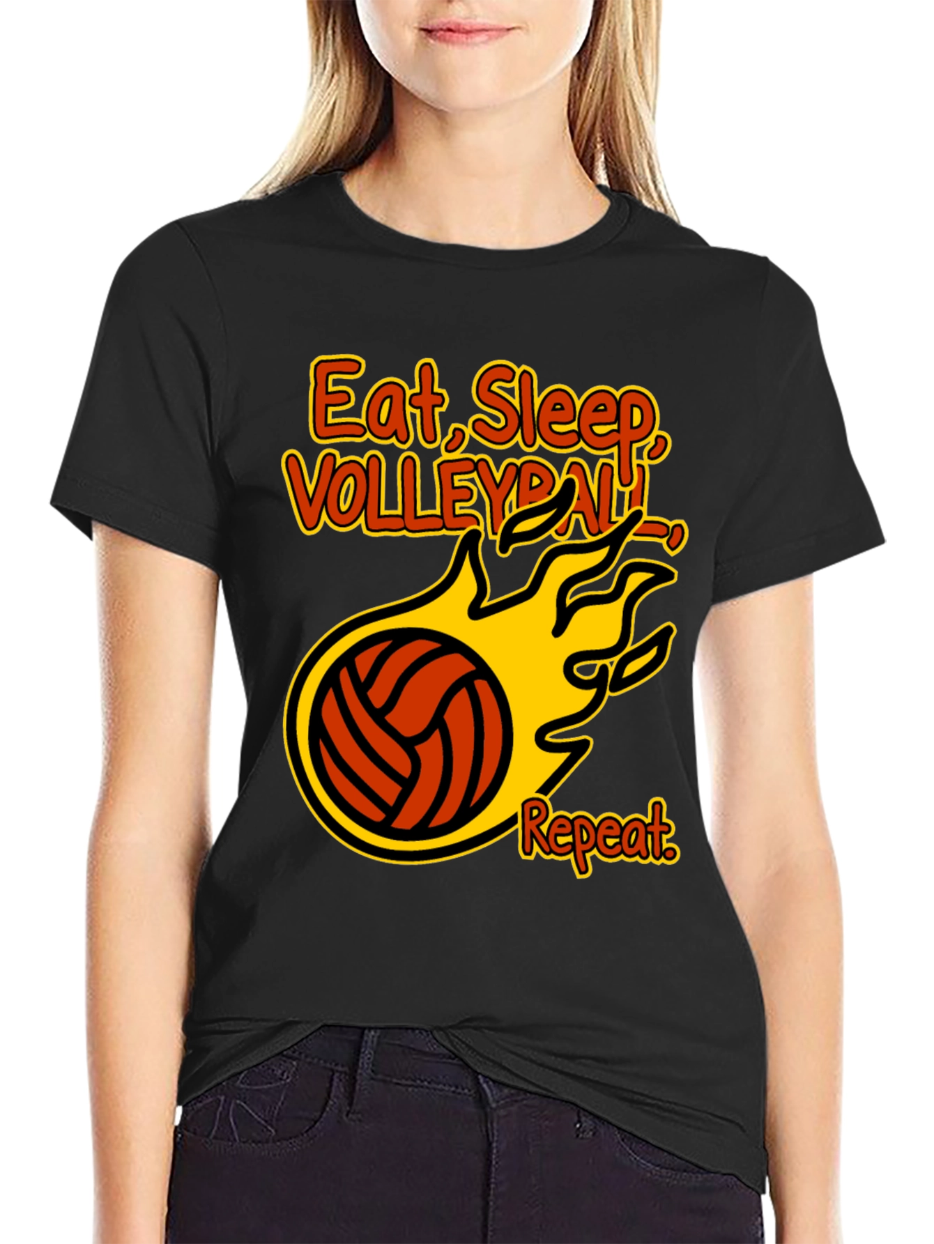 Eat Sleep Volleyball Repeat Graphic Tee